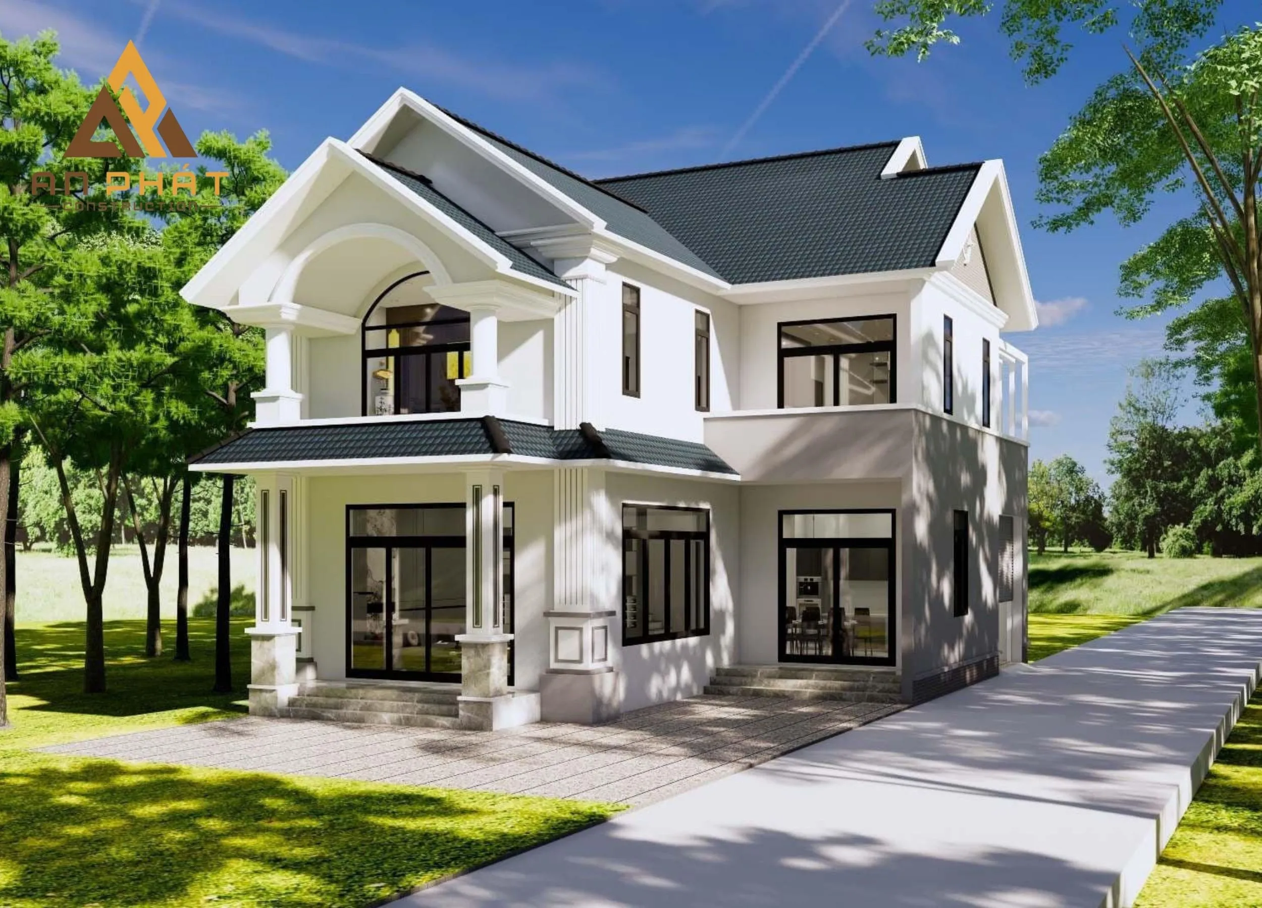 Biệt thự 1 trệt 1 lầu mái Thái