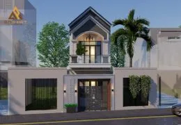 Dự án đang thi công nhà phố 2 tầng của chị Huyền