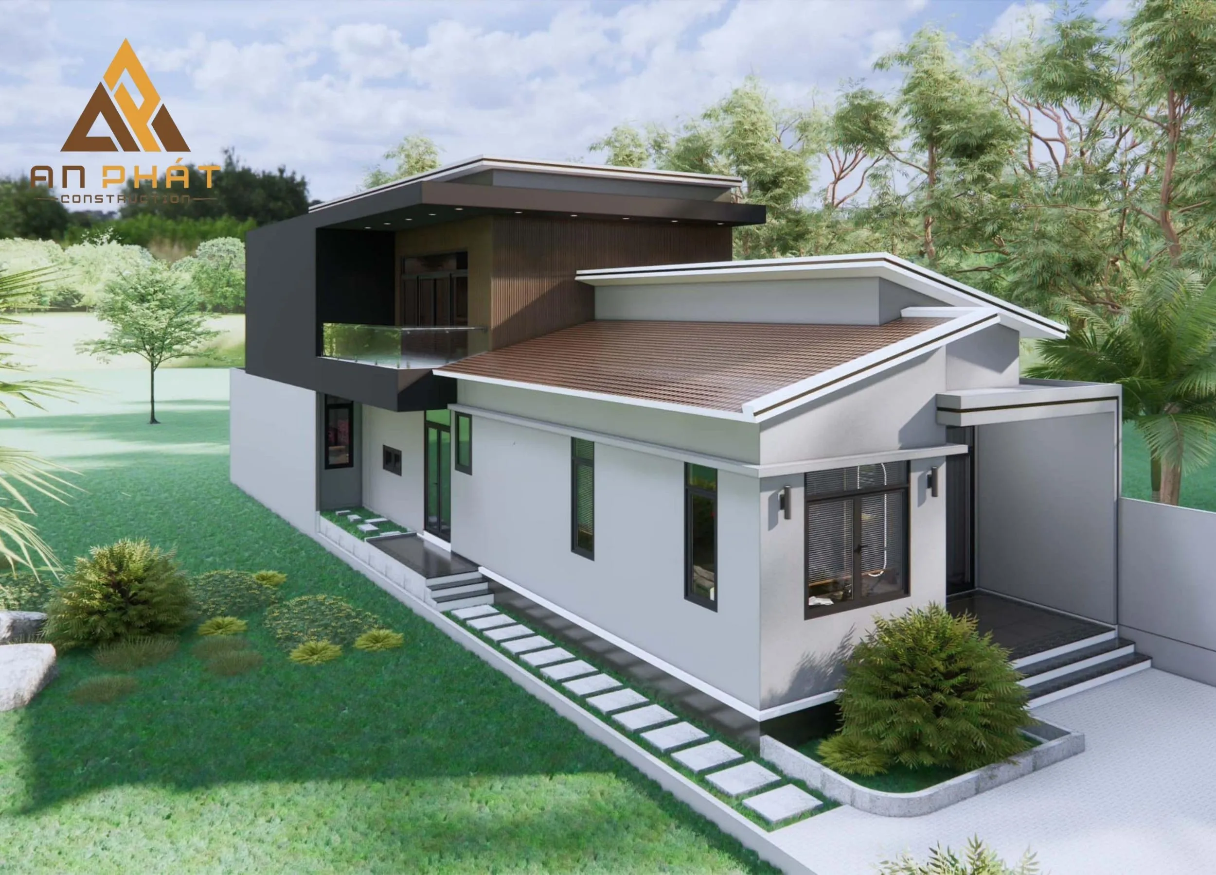 Nhà cấp 4 gác lửng mái lệch