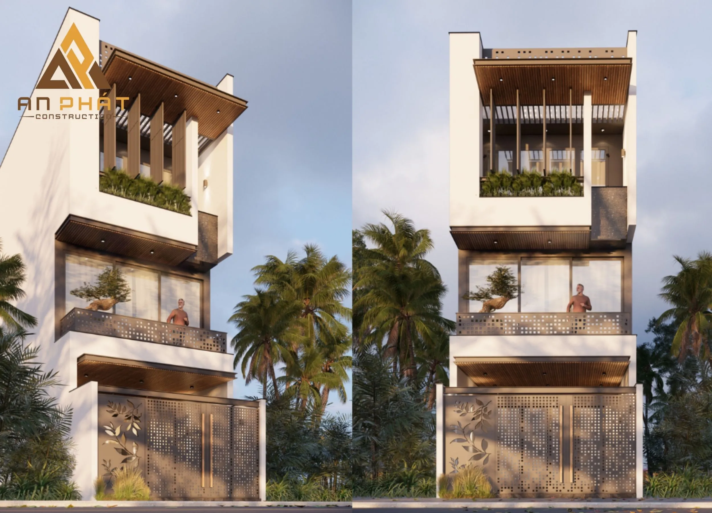 Nhà phố 3 tầng tối giản, hiện đại