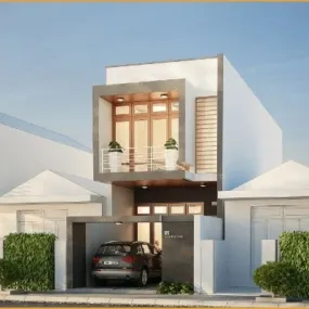 Mẫu nhà 2 tầng có gara hiện đại đẹp, độc đáo 2025