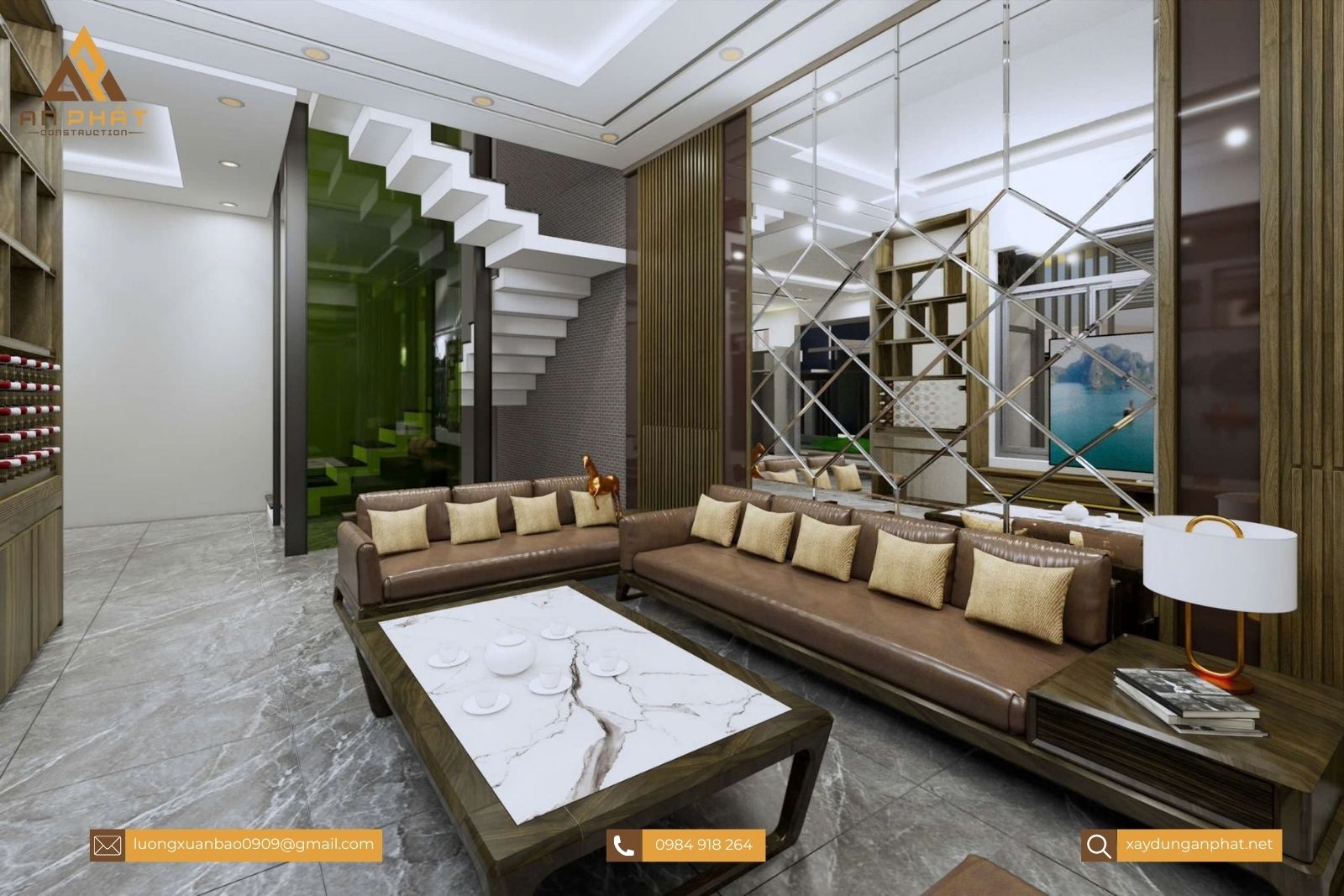 Biệt thự 1 trệt 2 lầu hiện đại