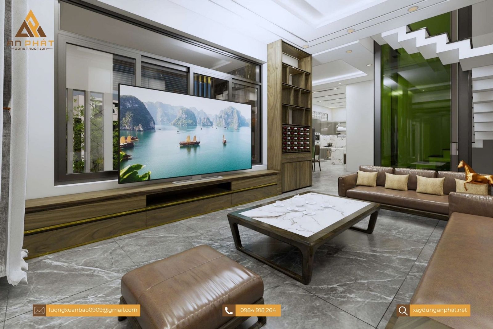 Biệt thự 1 trệt 2 lầu hiện đại