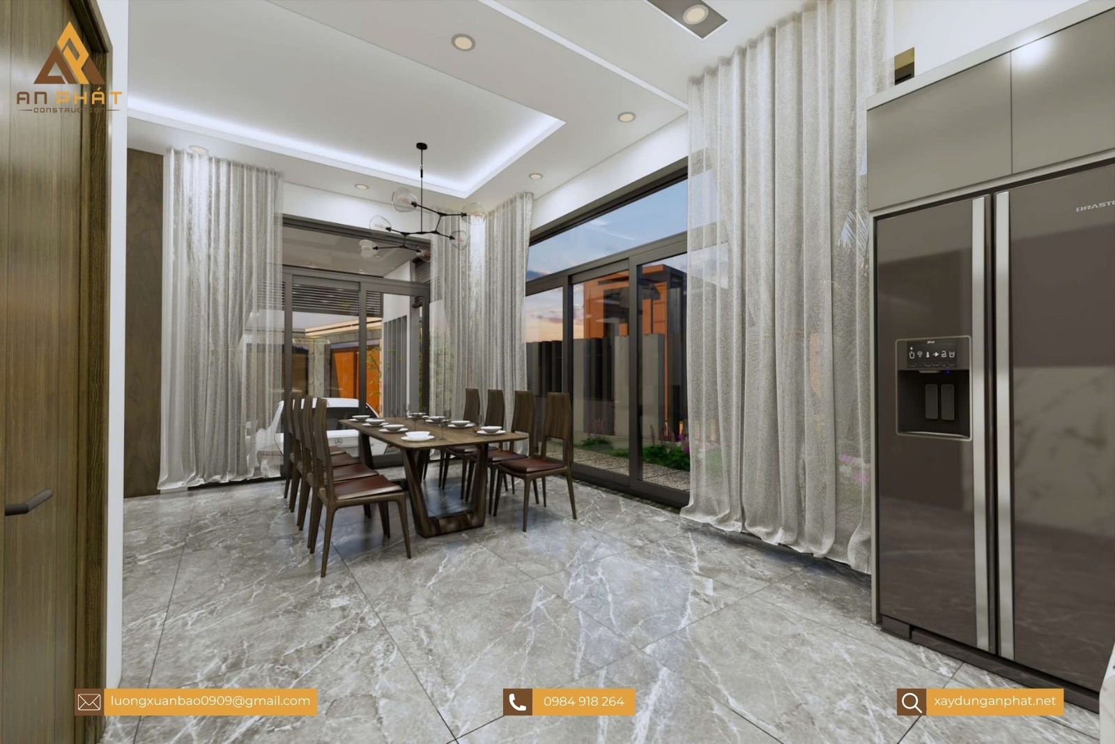 Biệt thự 1 trệt 2 lầu hiện đại