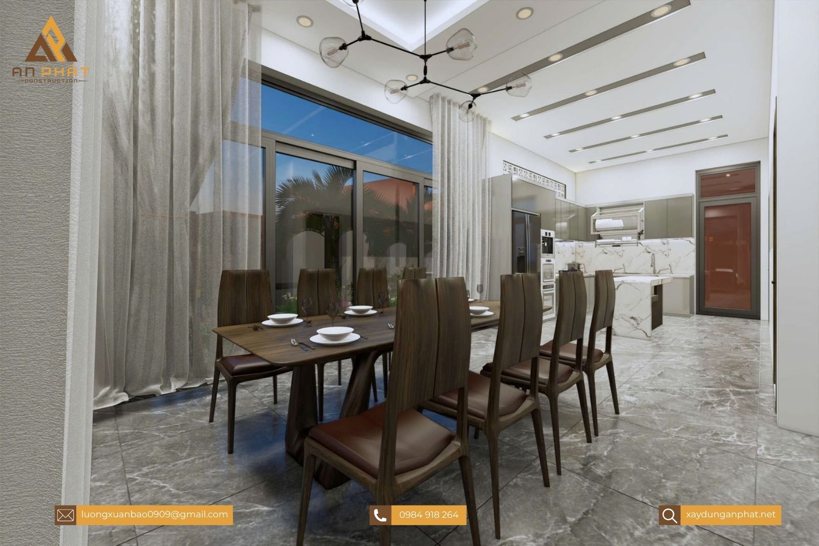 Biệt thự 1 trệt 2 lầu hiện đại