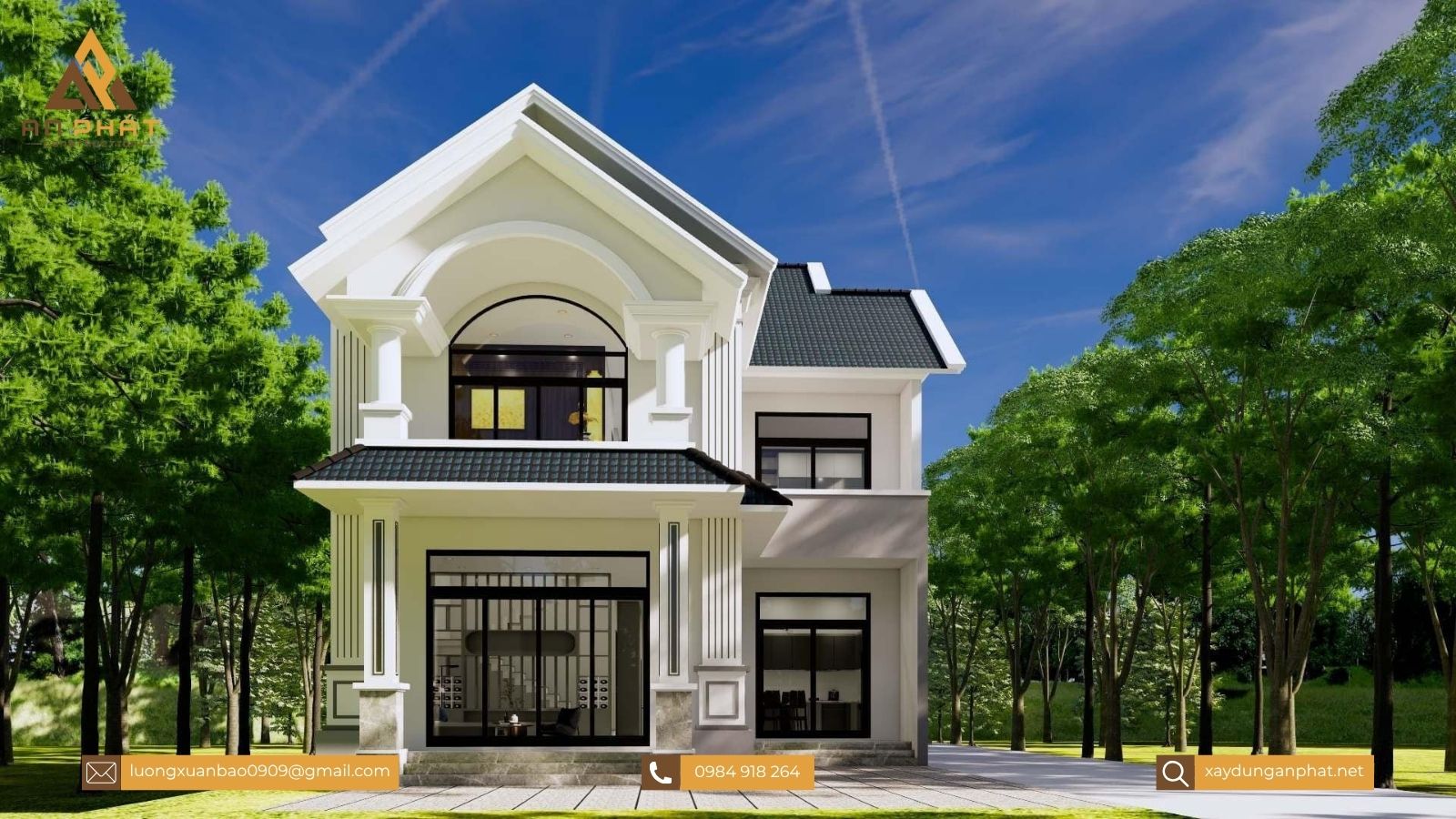 Biệt thự 1 trệt 1 lầu mái Thái