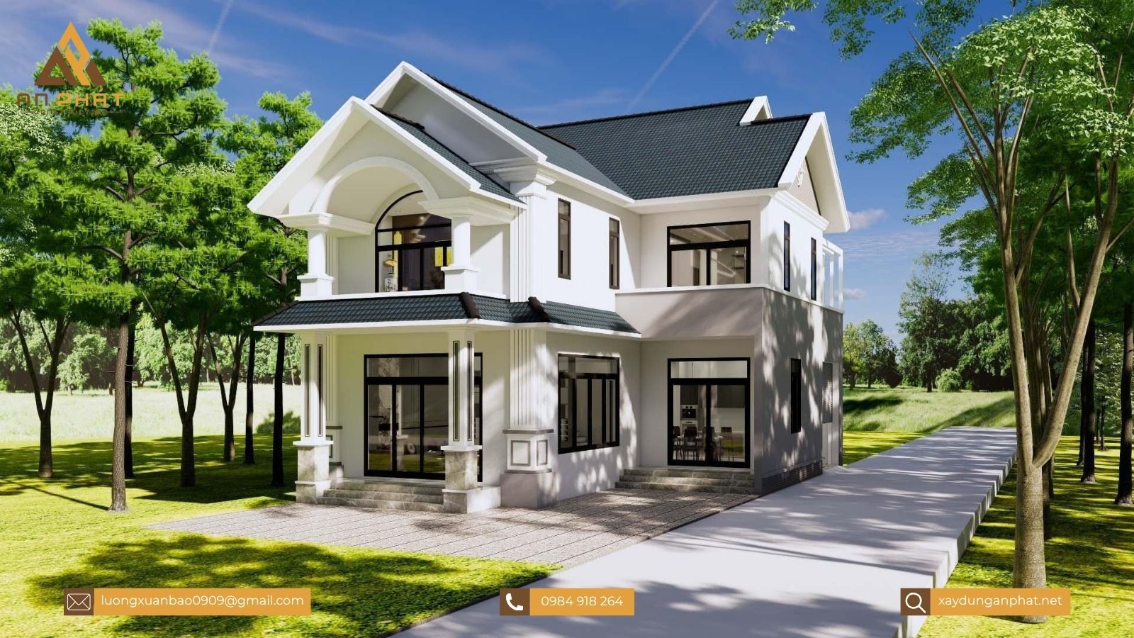 Biệt thự 1 trệt 1 lầu mái Thái