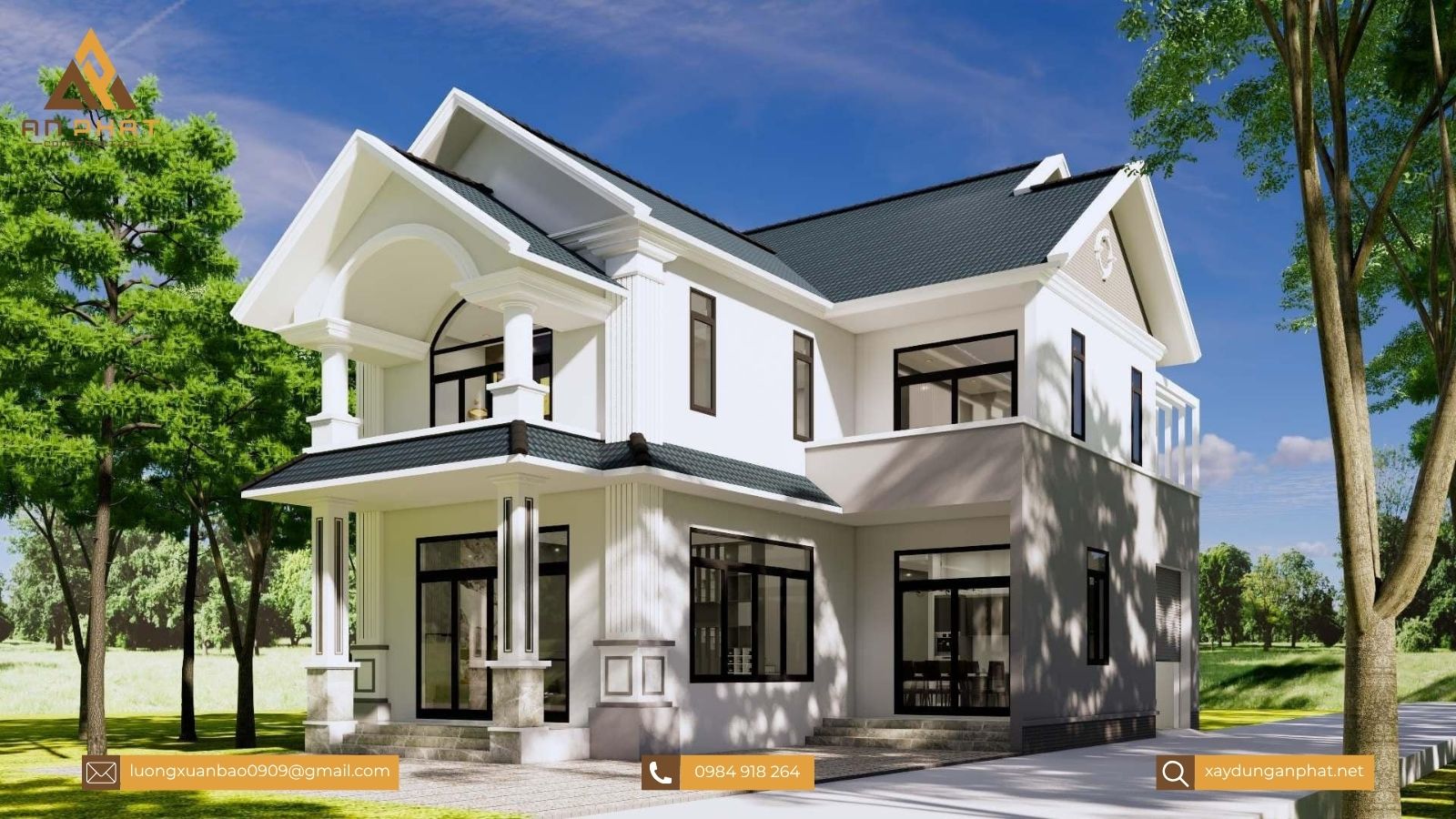 Biệt thự 1 trệt 1 lầu mái Thái