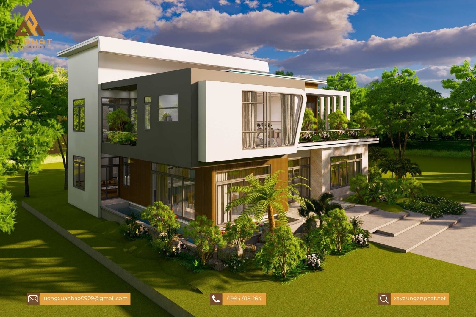 Biệt thự 2 tầng mái bằng