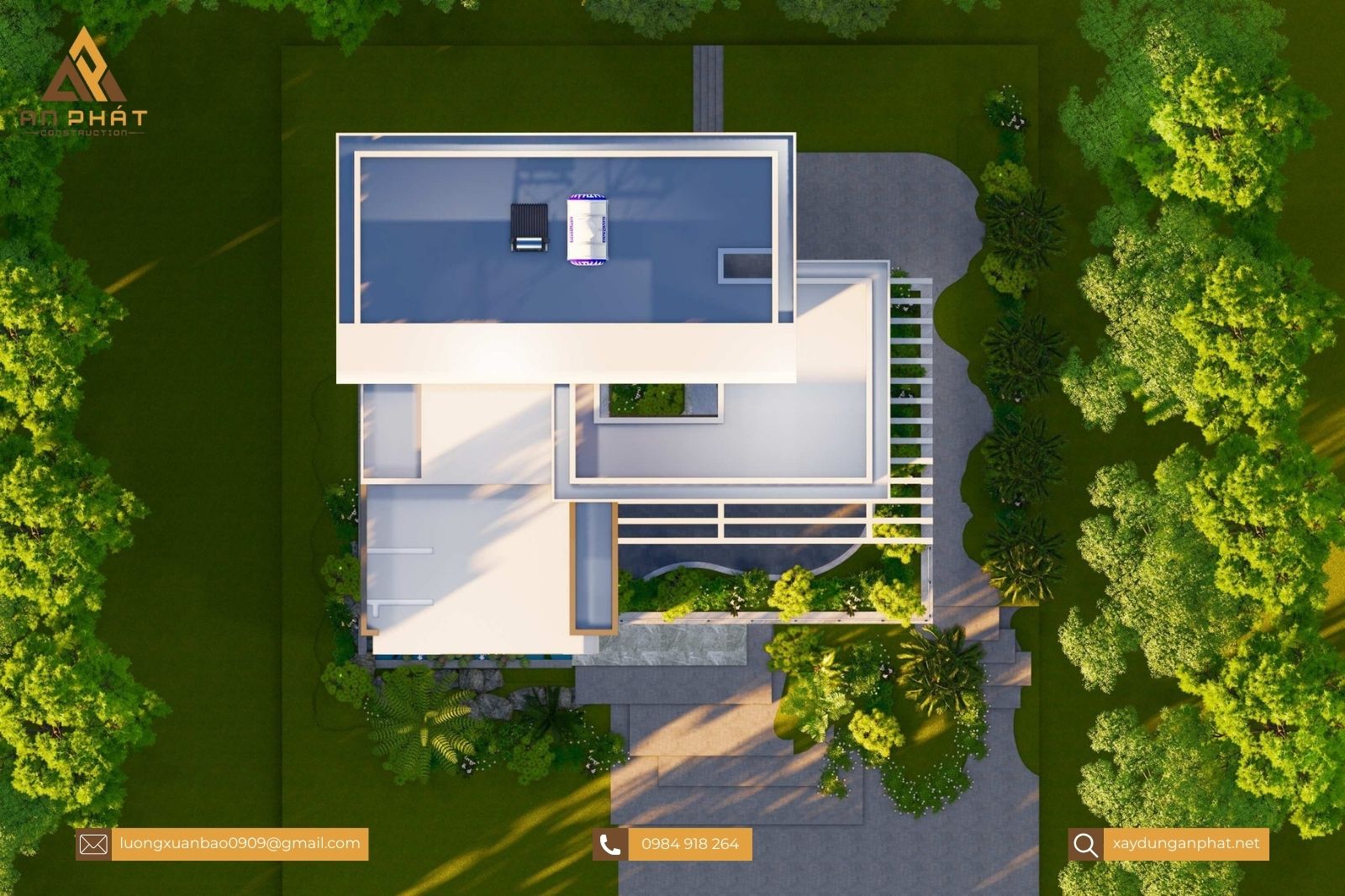 Biệt thự 2 tầng mái bằng