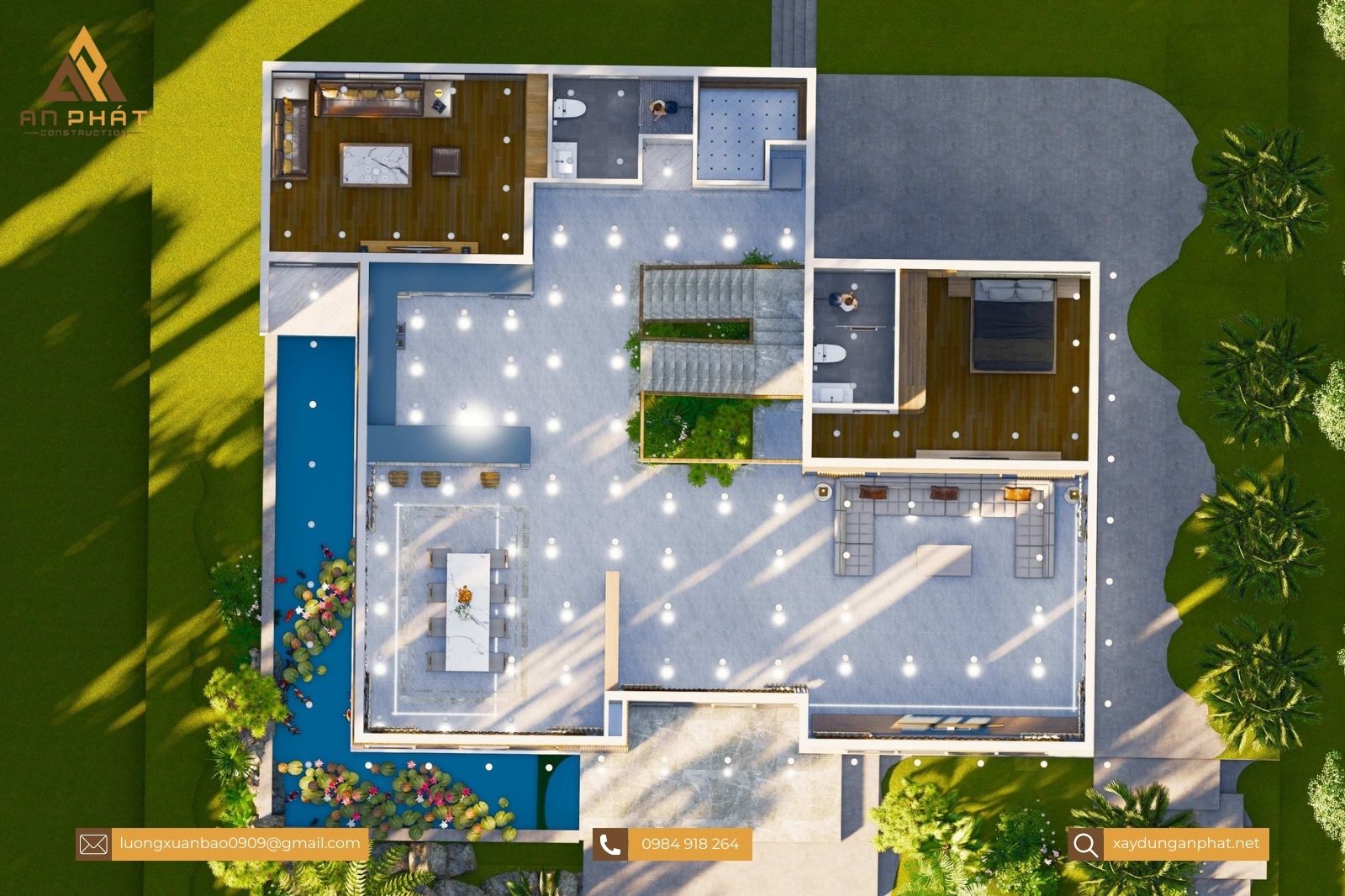 Biệt thự 2 tầng mái bằng