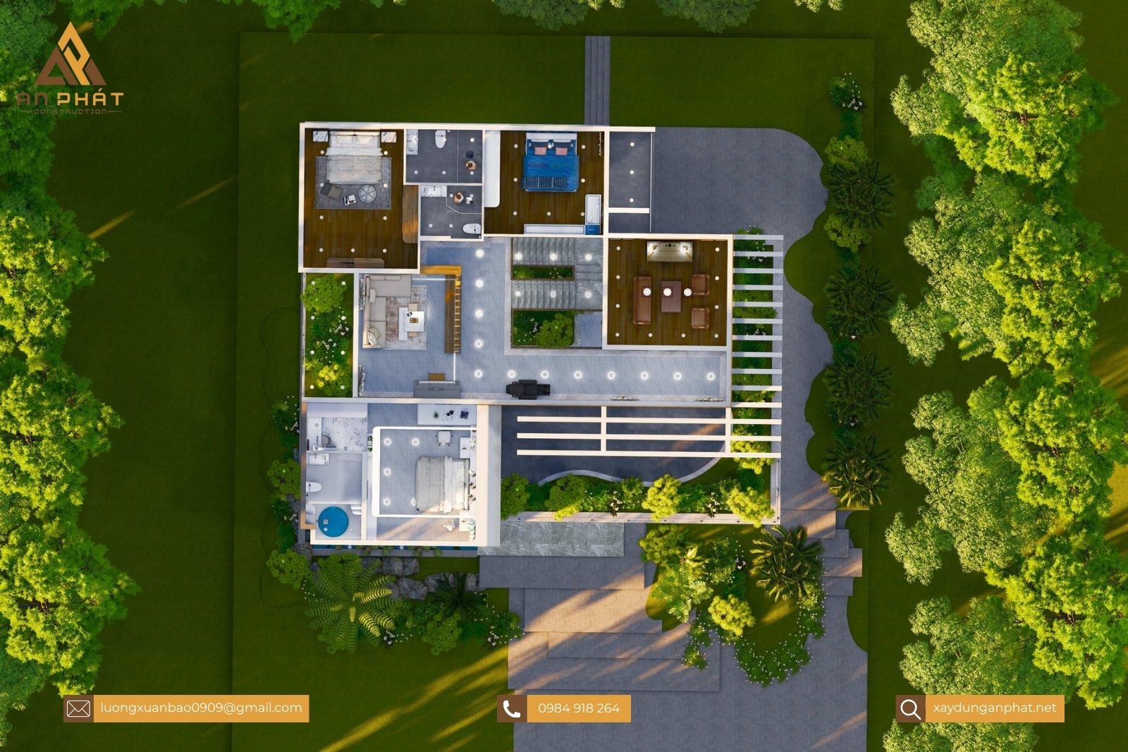 Biệt thự 2 tầng mái bằng