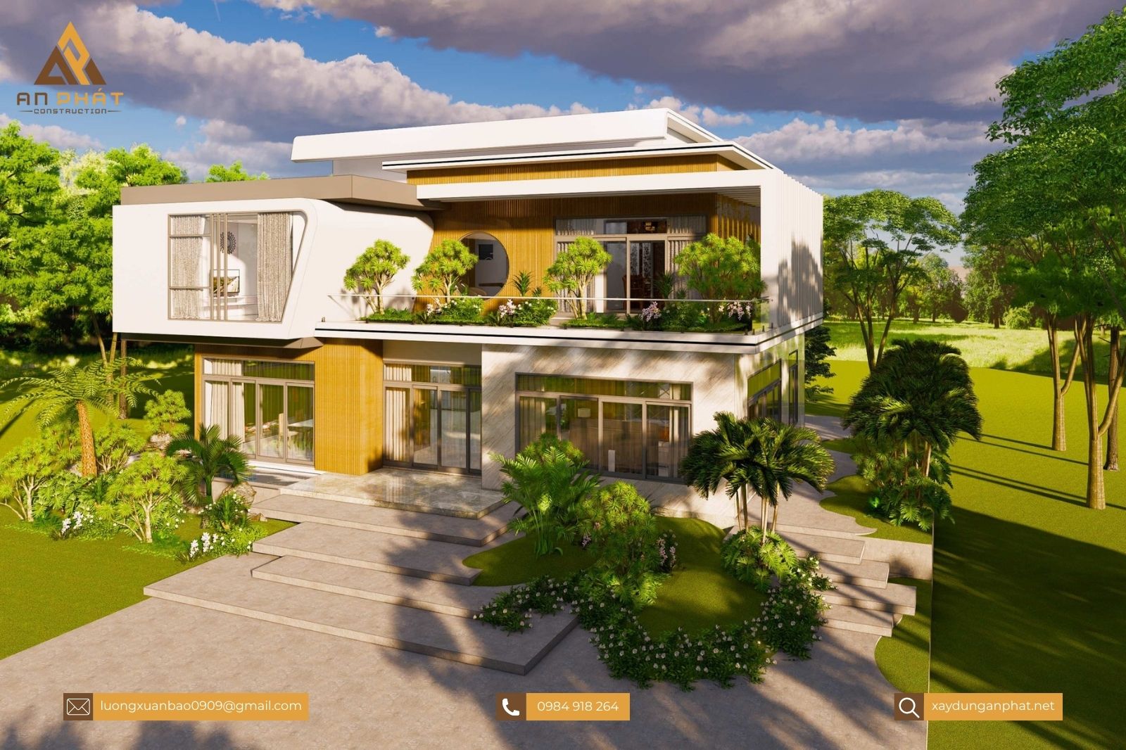 Biệt thự 2 tầng mái bằng