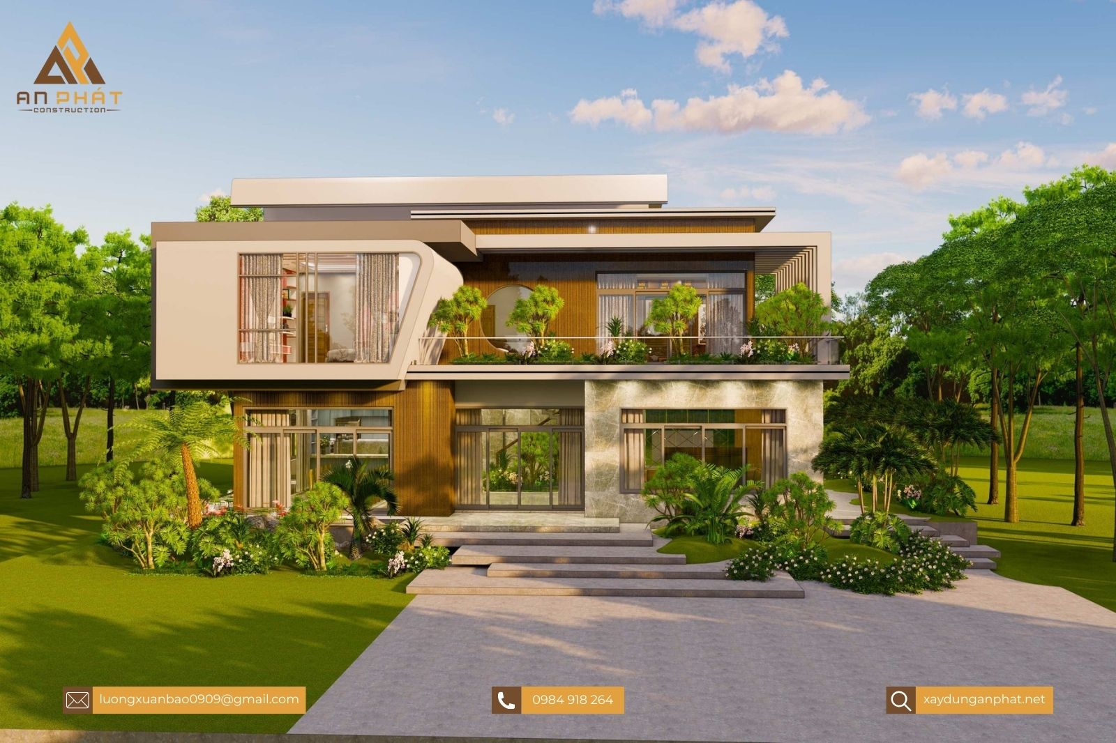 Biệt thự 2 tầng mái bằng