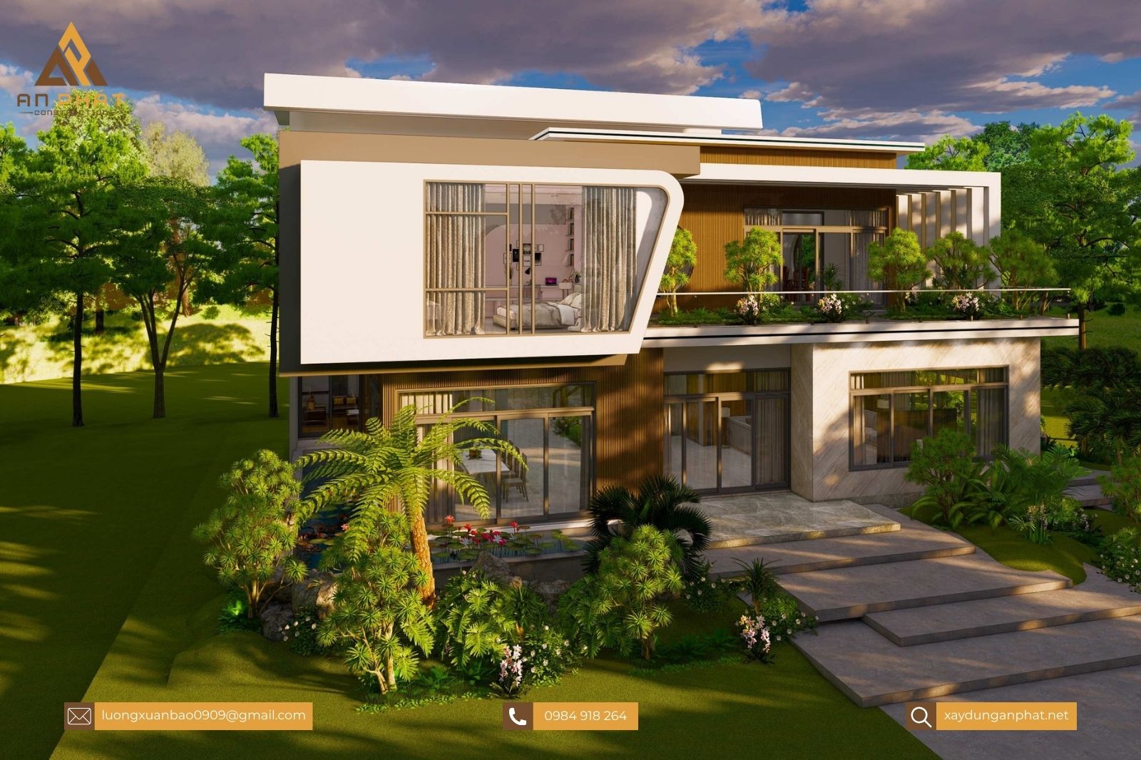 Biệt thự 2 tầng mái bằng