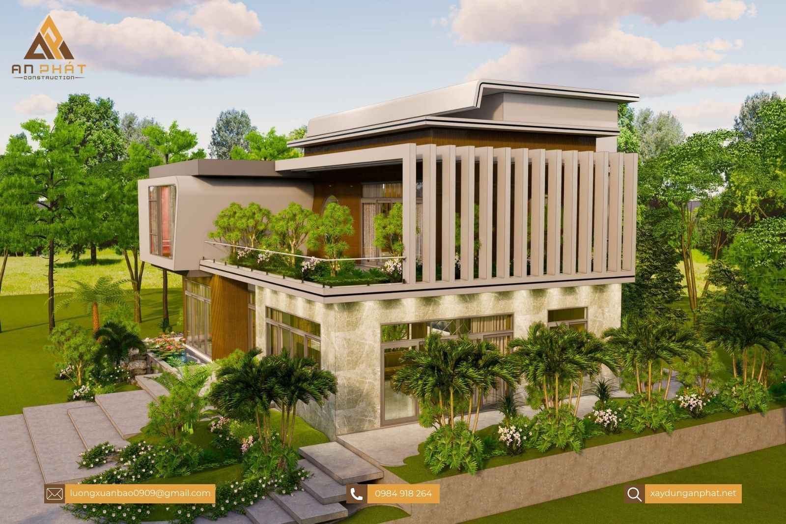 Biệt thự 2 tầng mái bằng