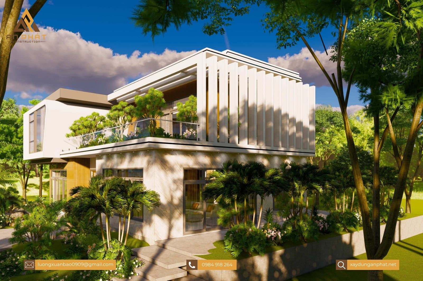 Biệt thự 2 tầng mái bằng