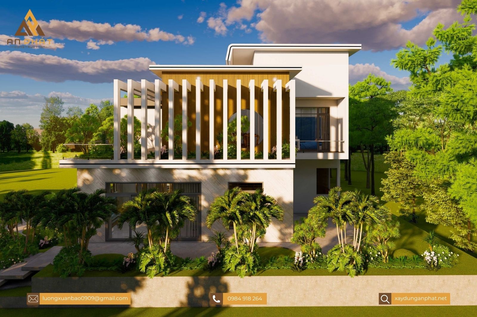 Biệt thự 2 tầng mái bằng