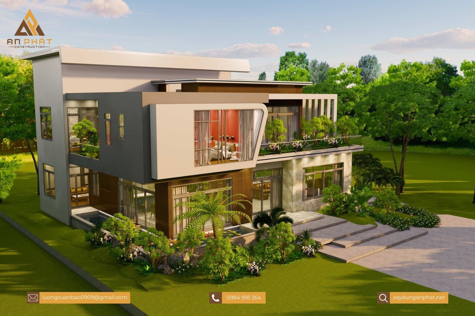 Biệt thự 2 tầng mái bằng