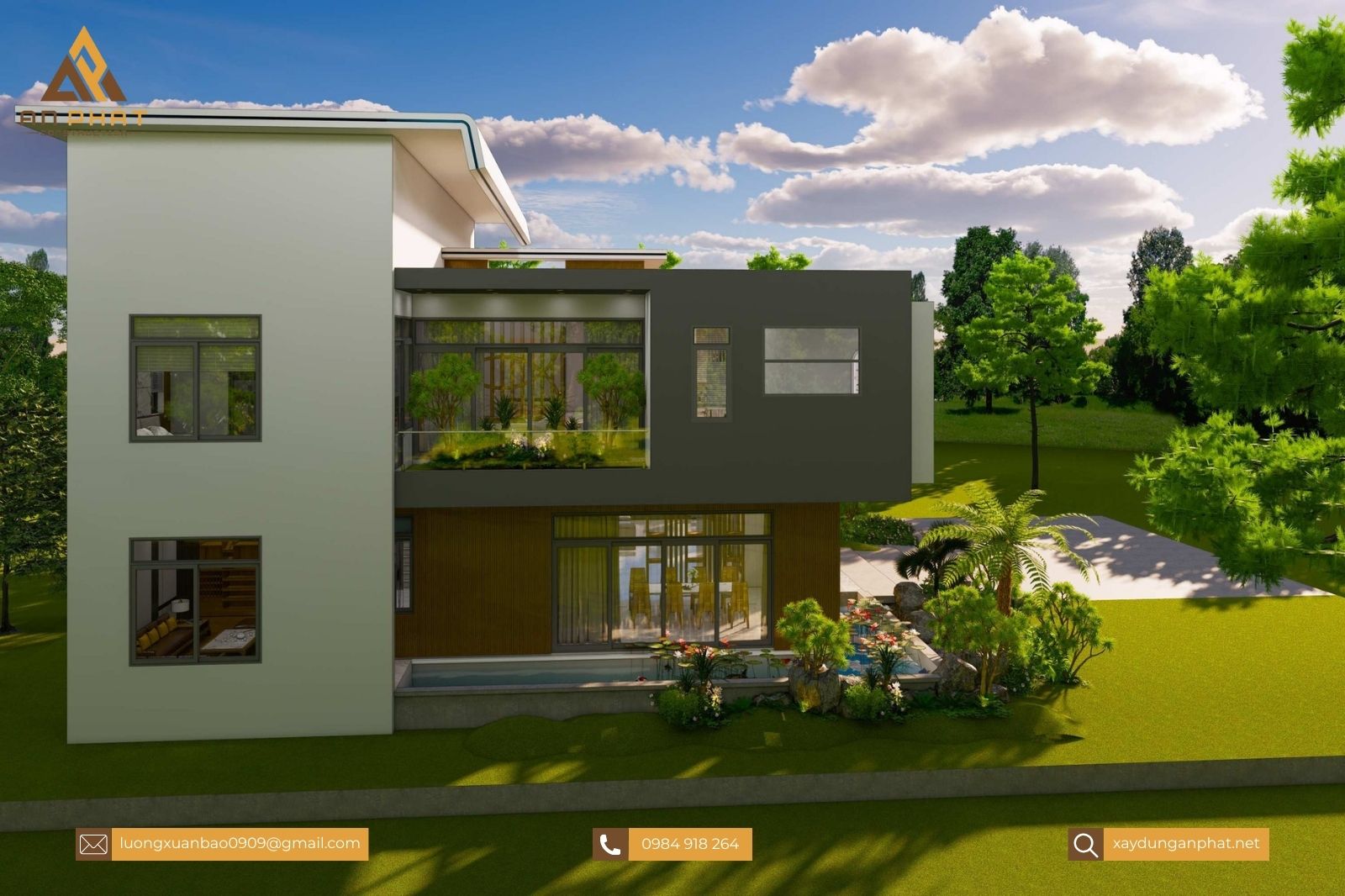 Biệt thự 2 tầng mái bằng