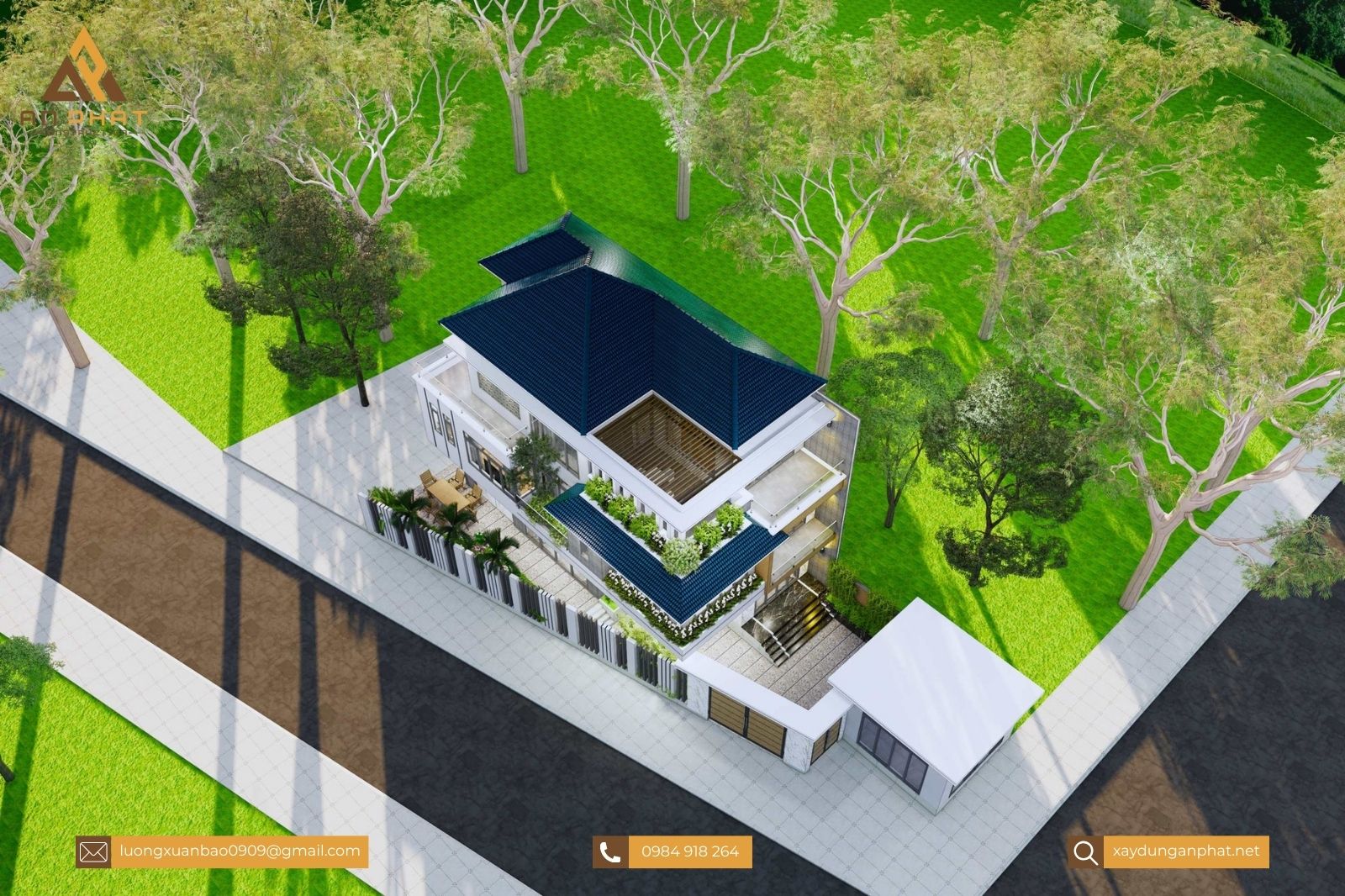 Biệt thự 3 tầng mái Nhật 8x15