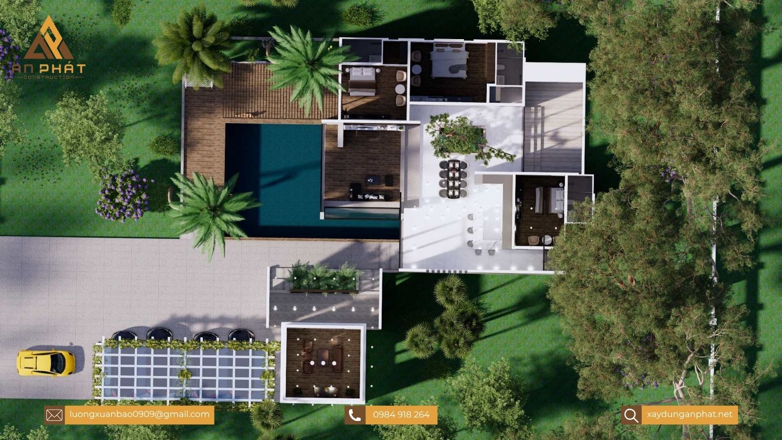 Biệt thự nhà vườn 1 tầng 3 phòng ngủ