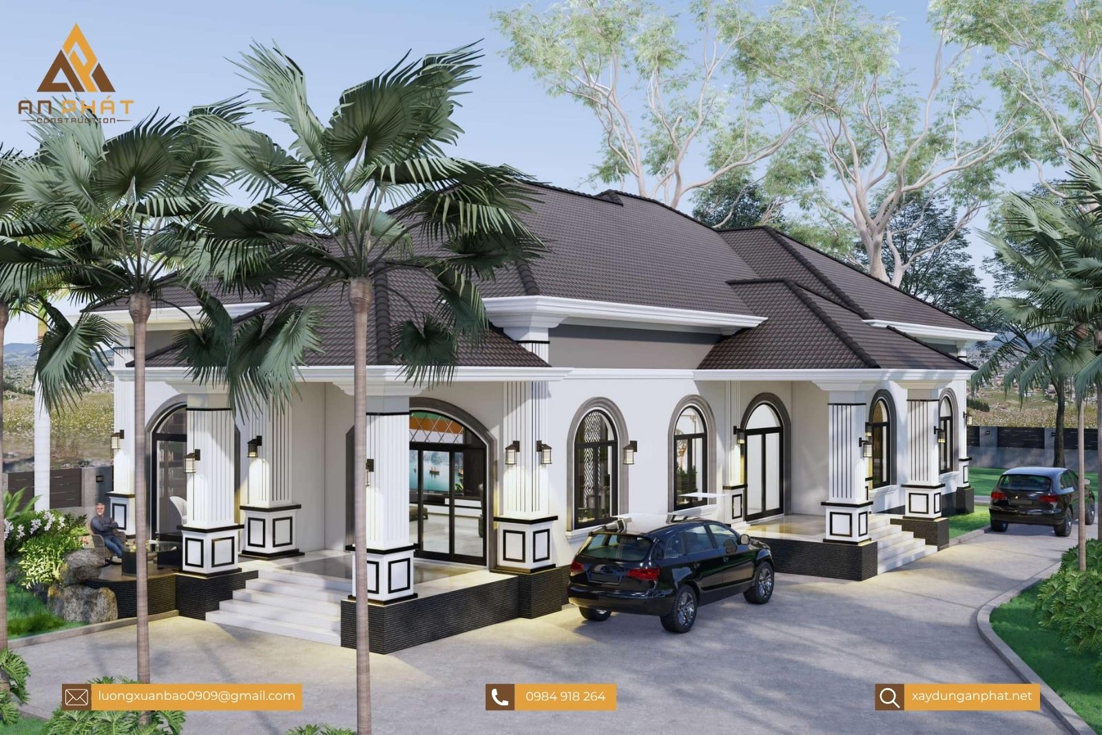 Biệt thự nhà vườn tân cổ điển 1 tầng