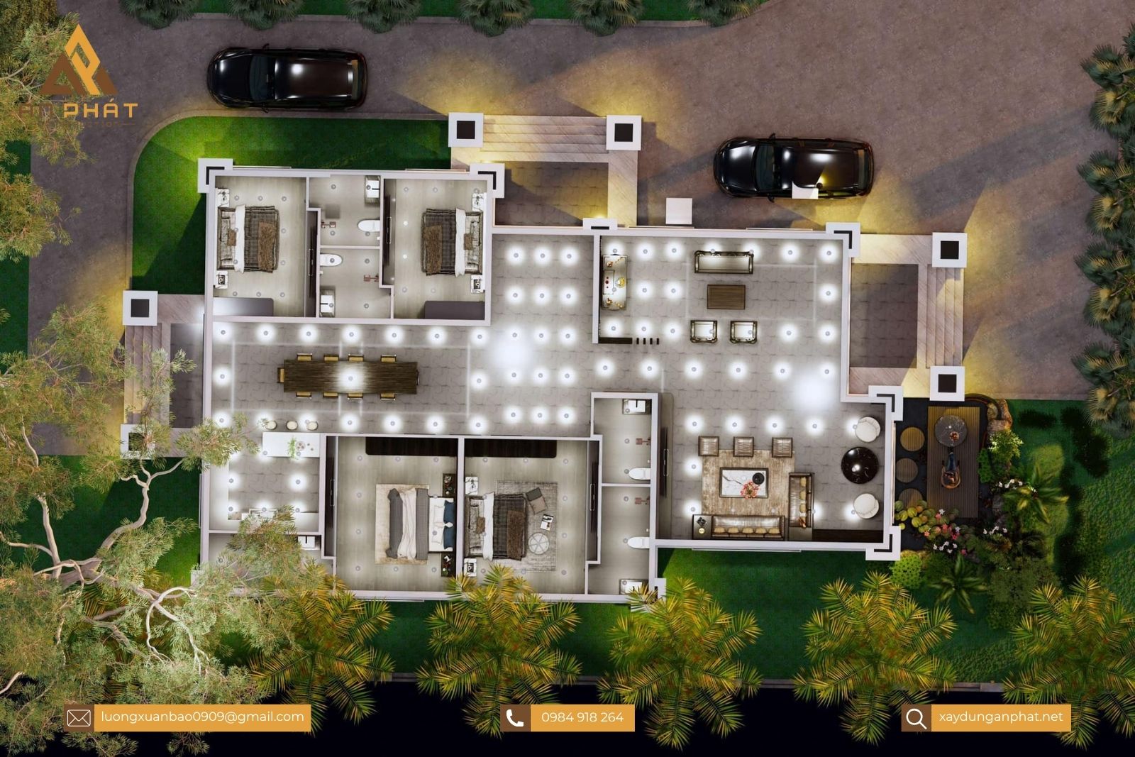 Biệt thự nhà vườn tân cổ điển 1 tầng