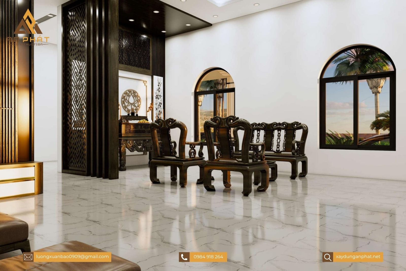 Biệt thự nhà vườn tân cổ điển 1 tầng