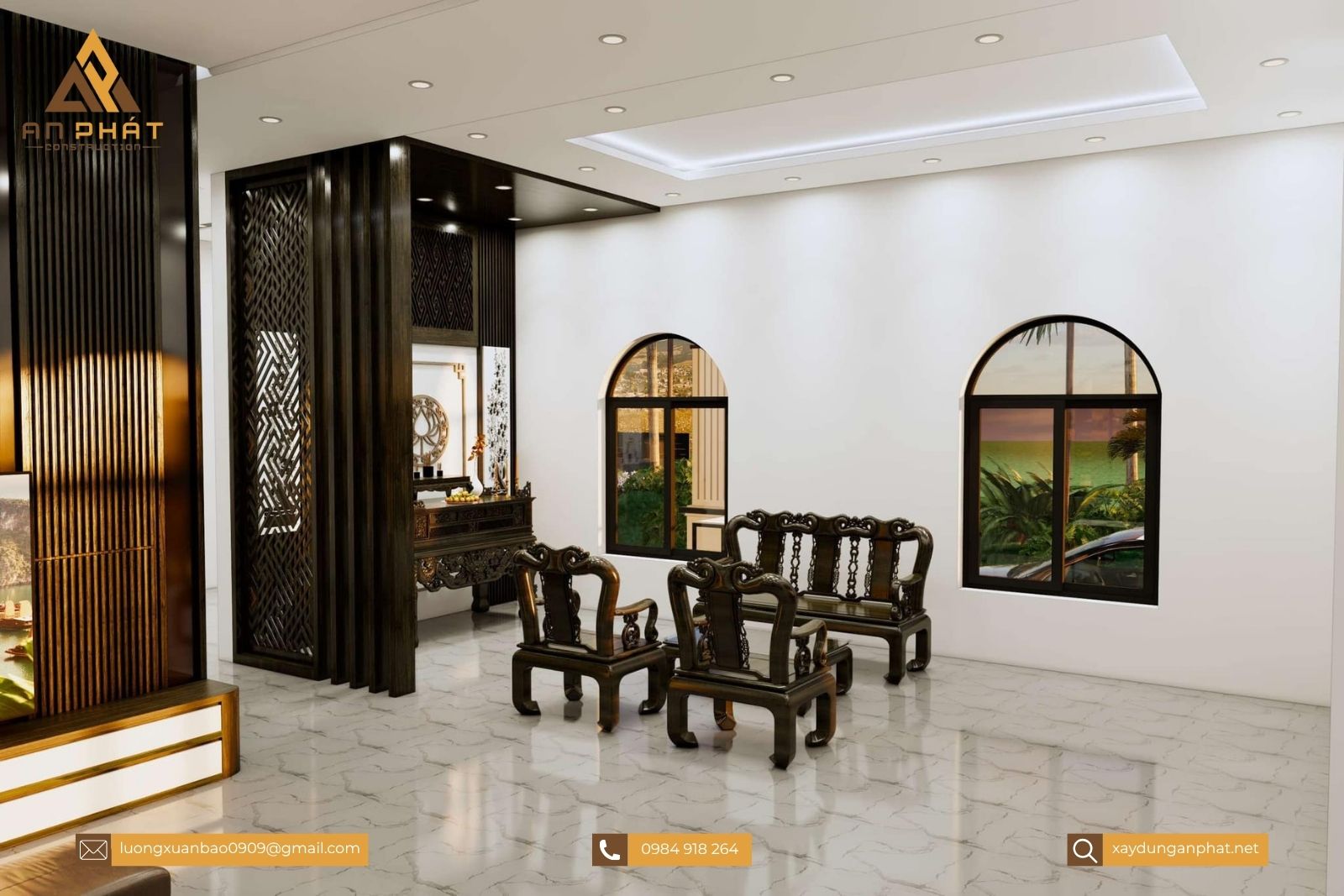 Biệt thự nhà vườn tân cổ điển 1 tầng