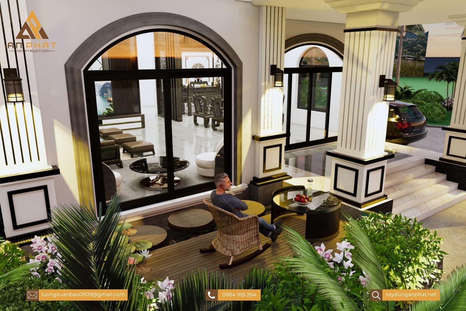 Biệt thự nhà vườn tân cổ điển 1 tầng