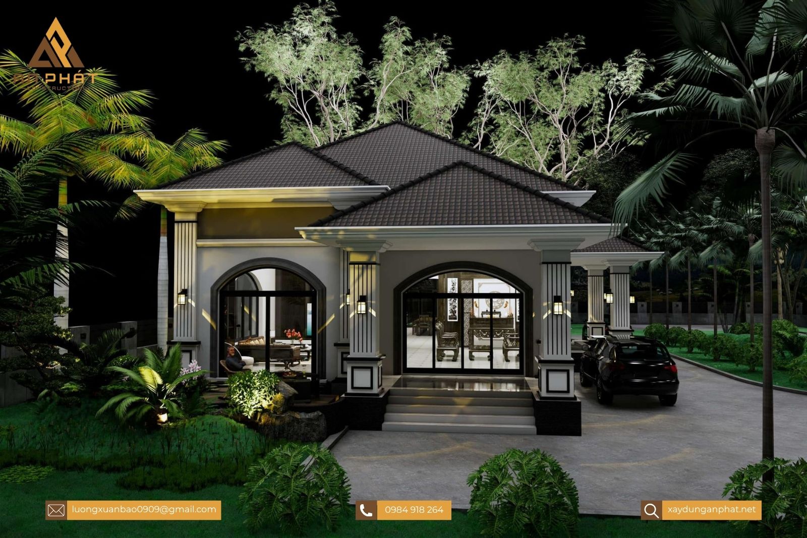 Biệt thự nhà vườn tân cổ điển 1 tầng