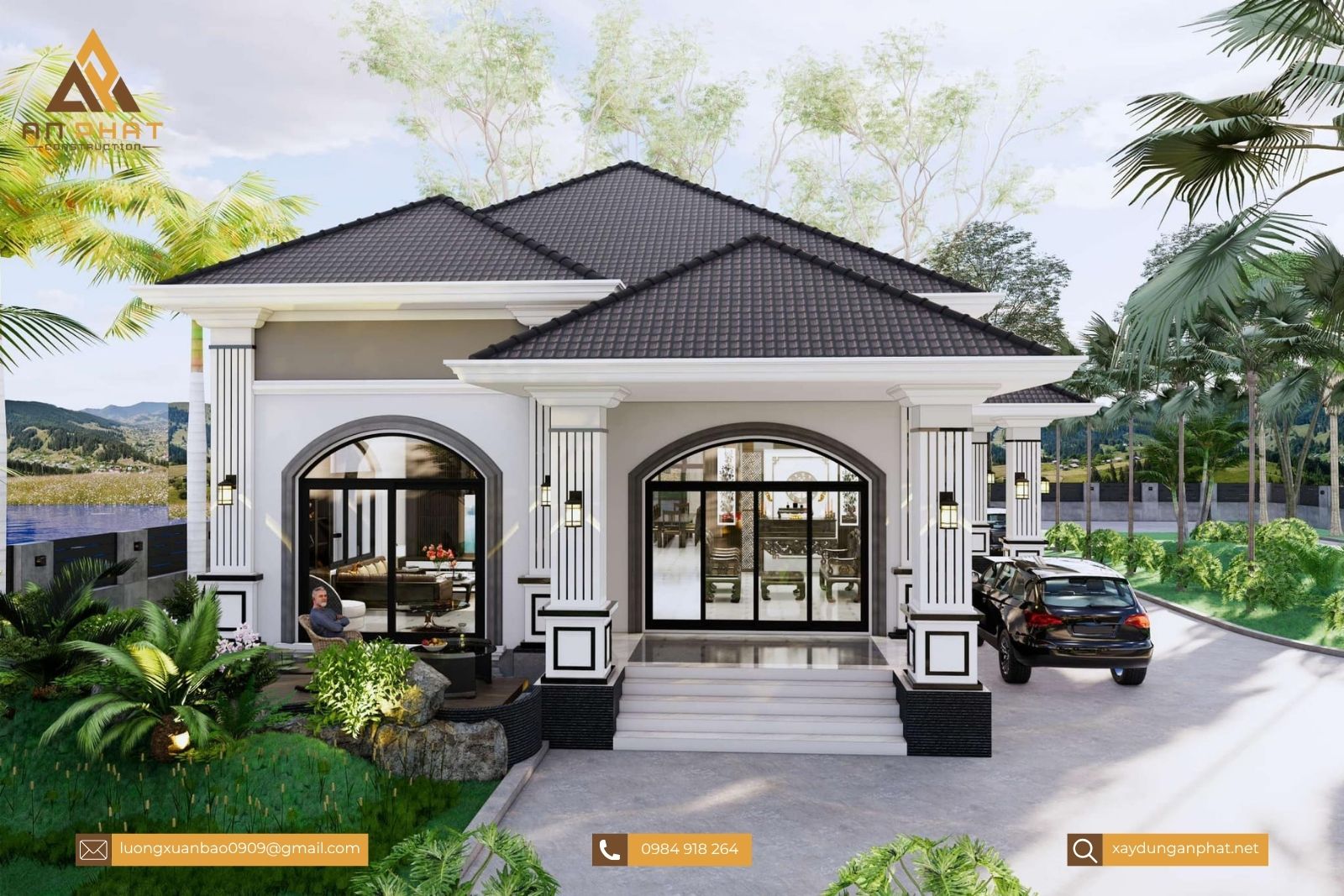 Biệt thự nhà vườn tân cổ điển 1 tầng