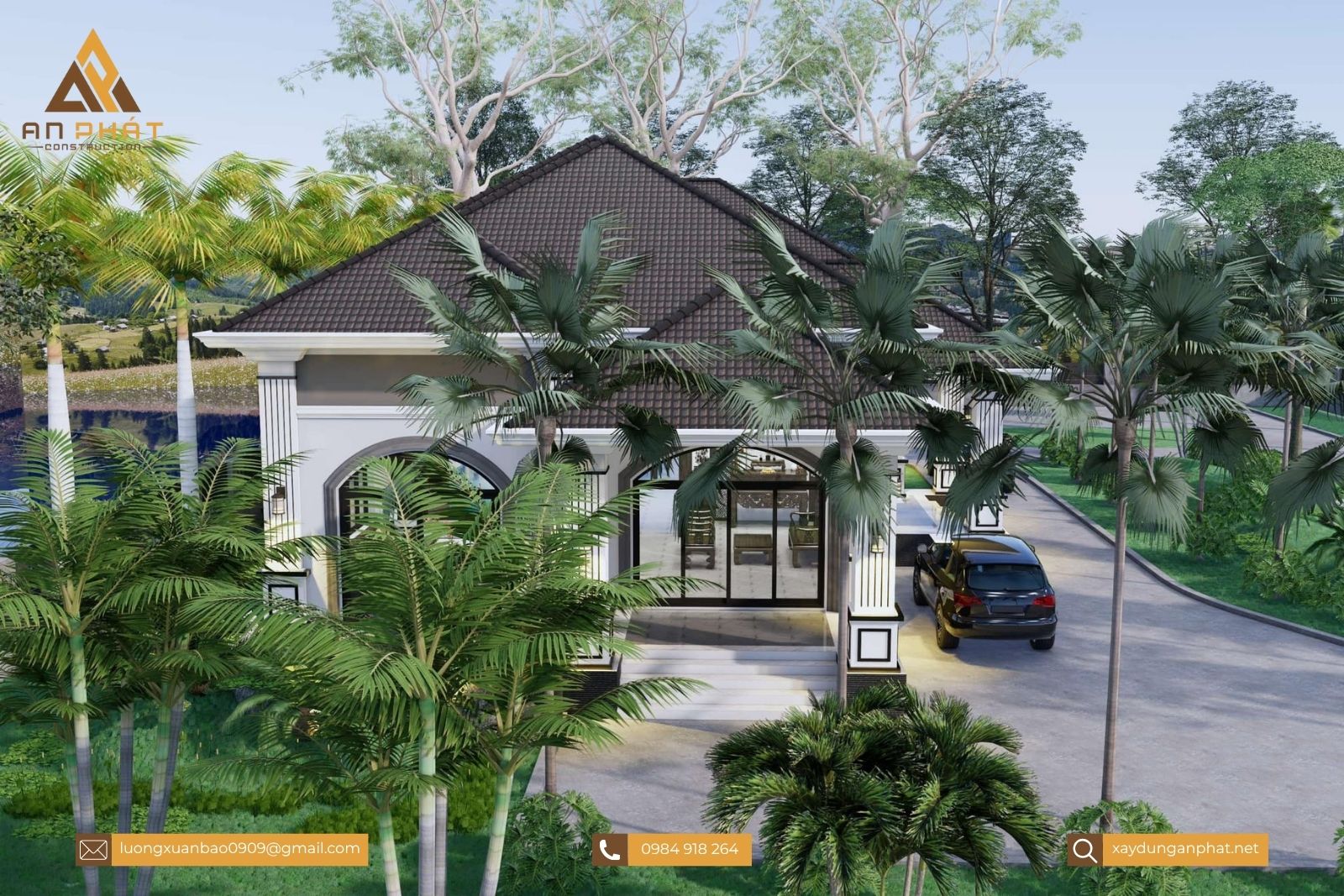 Biệt thự nhà vườn tân cổ điển 1 tầng