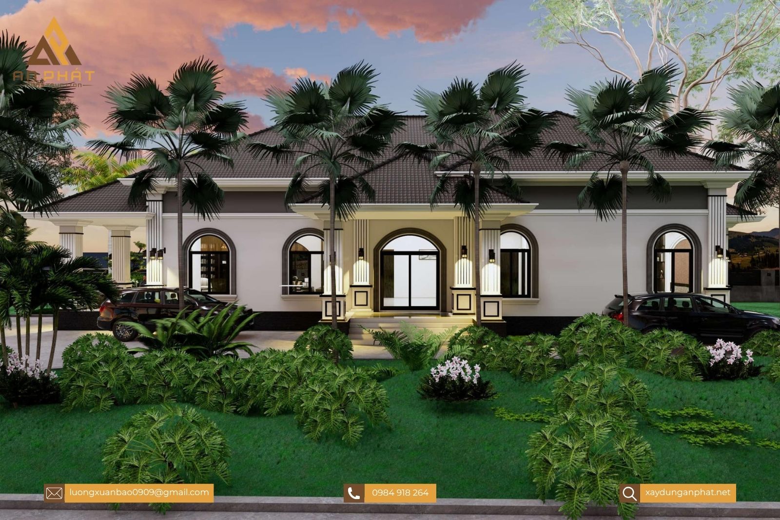 Biệt thự nhà vườn tân cổ điển 1 tầng