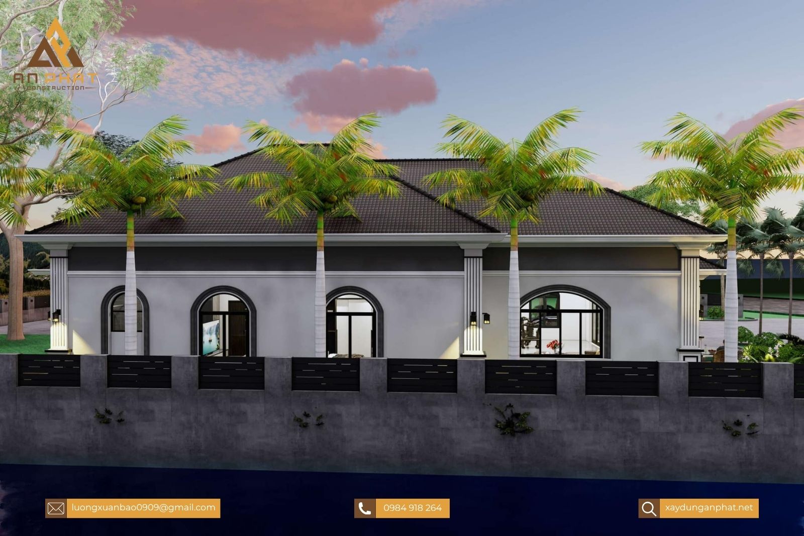 Biệt thự nhà vườn tân cổ điển 1 tầng