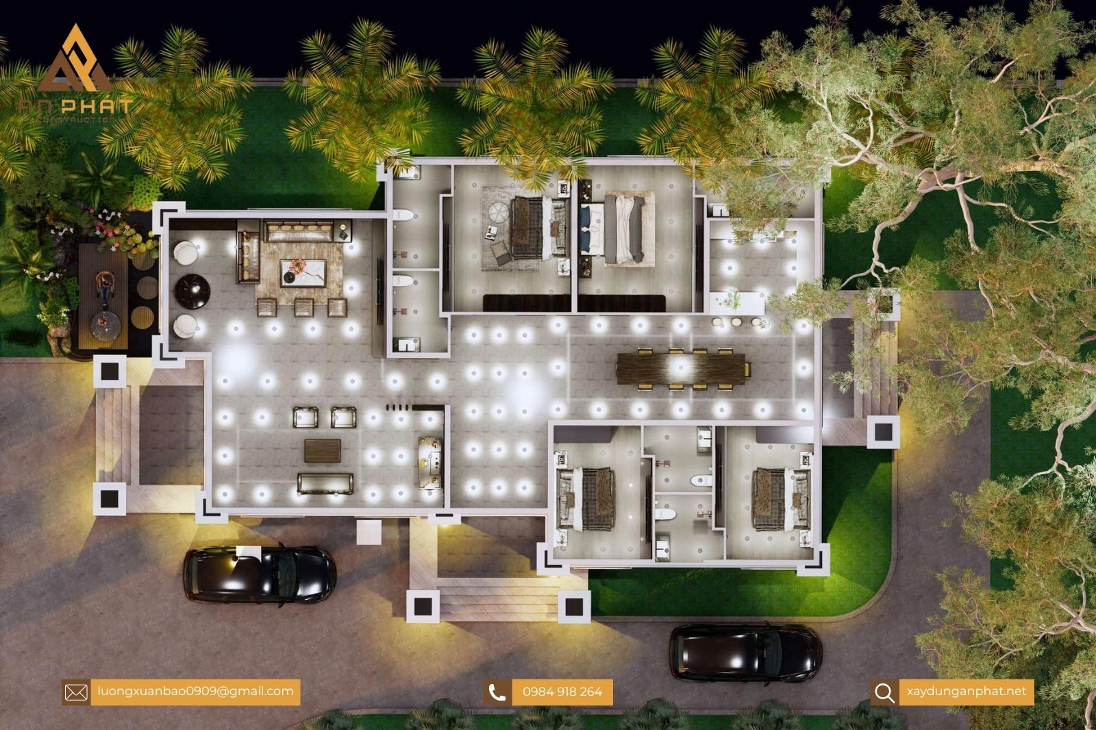 Biệt thự nhà vườn tân cổ điển 1 tầng