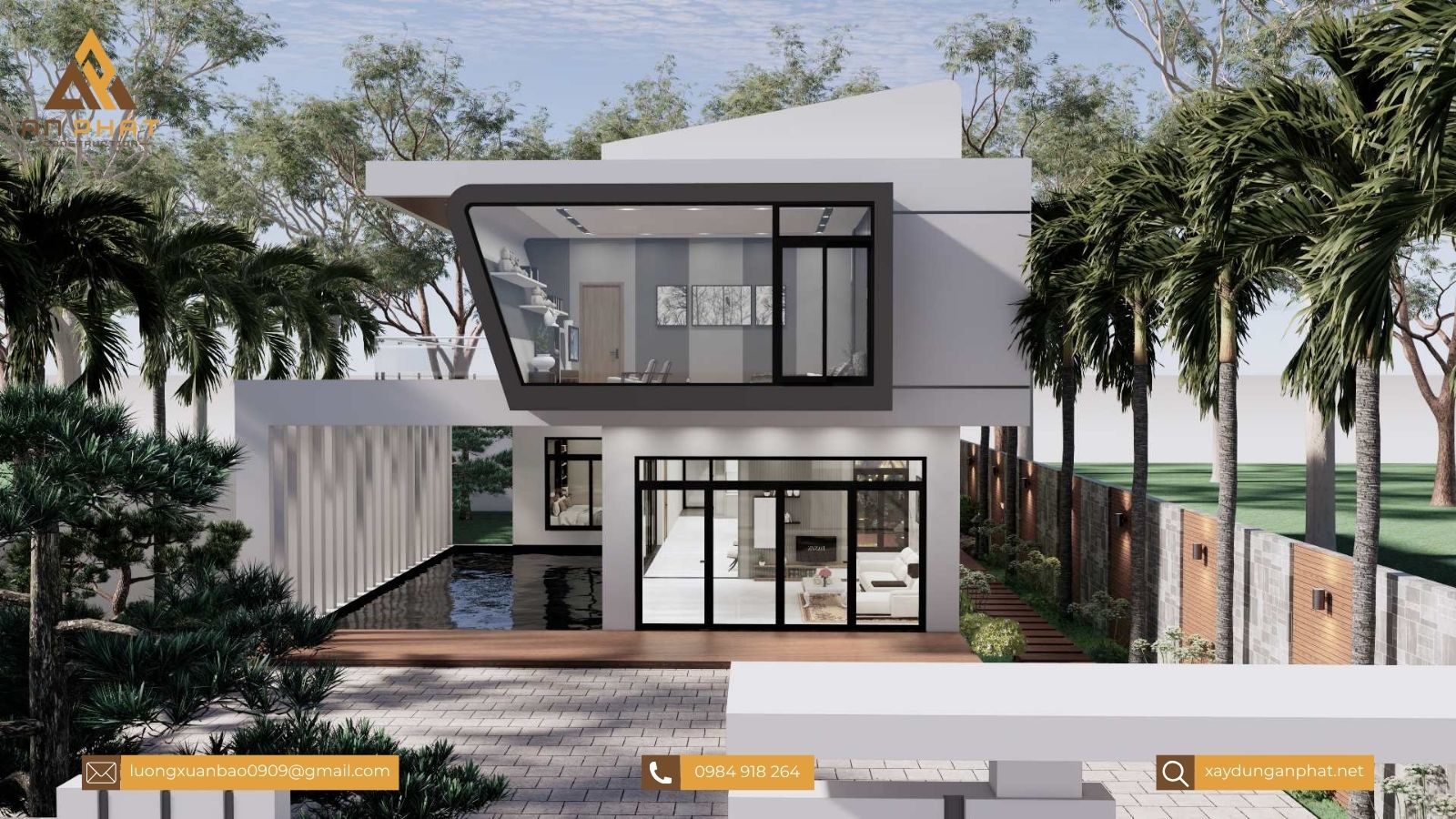 Biệt thự sân vườn 200m², 2 tầng mái bằng