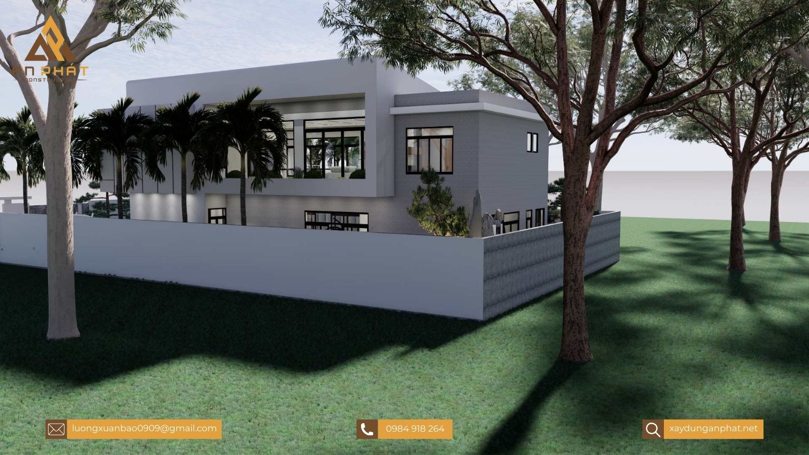 Biệt thự sân vườn 200m², 2 tầng mái bằng