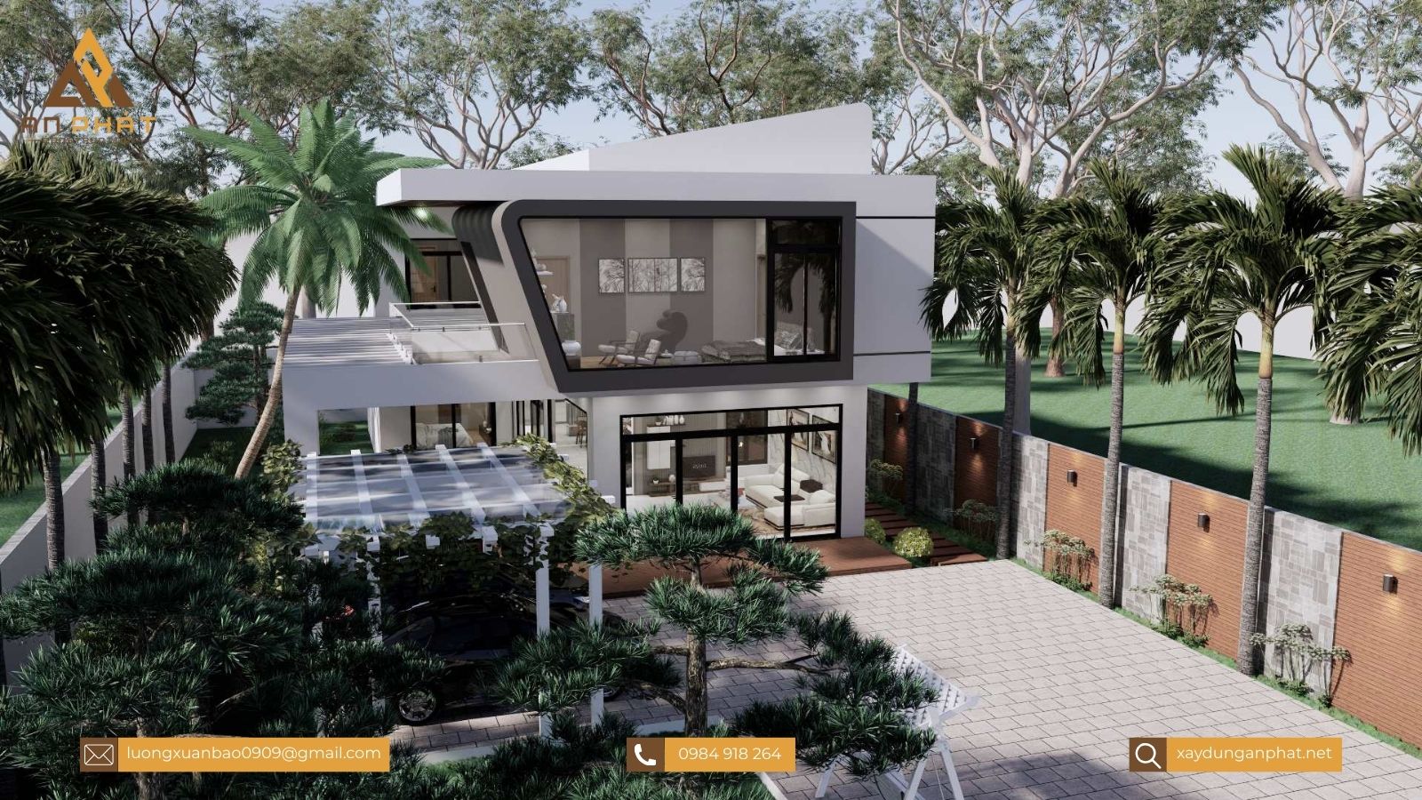 Biệt thự sân vườn 200m², 2 tầng mái bằng