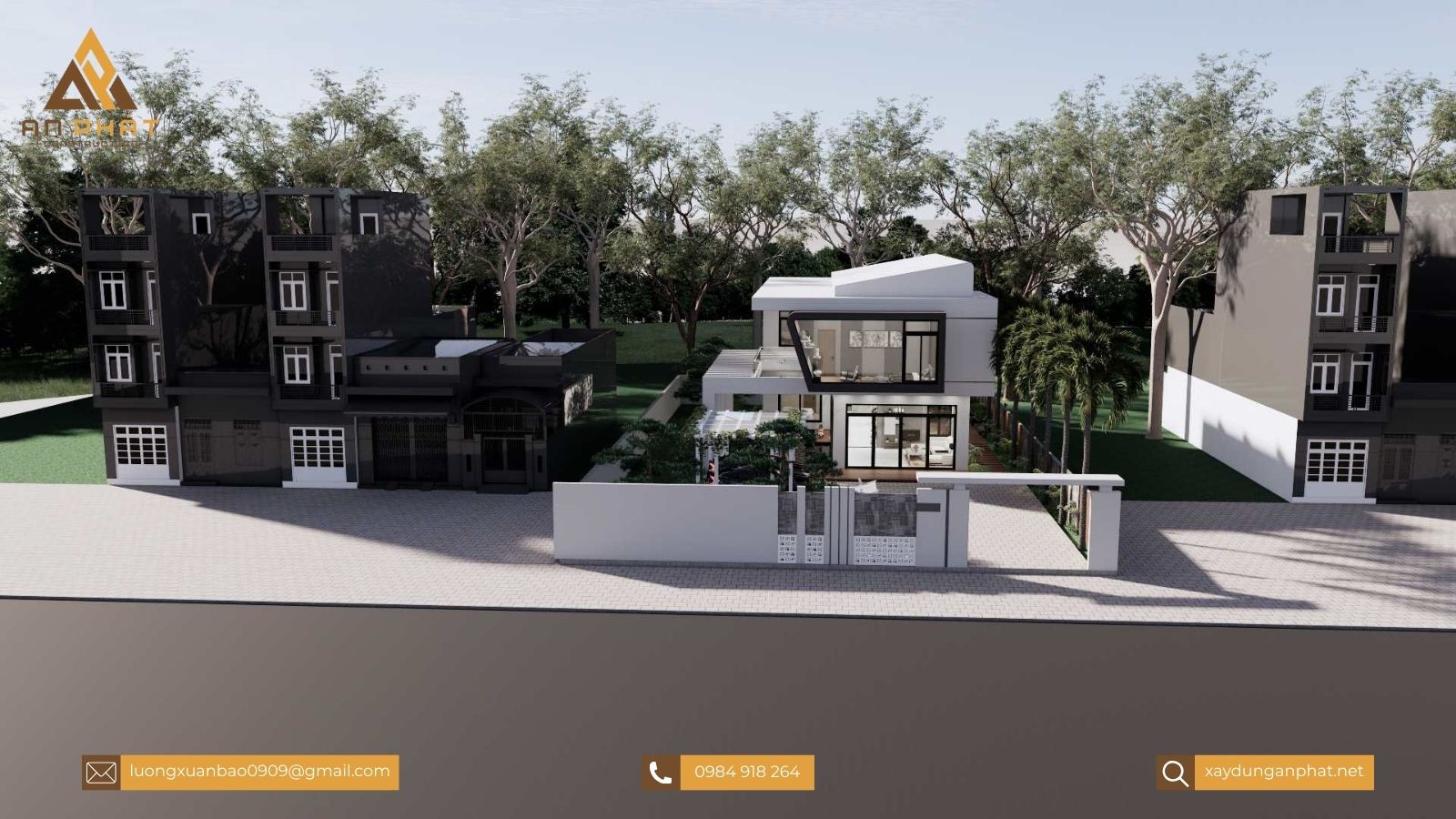 Biệt thự sân vườn 200m², 2 tầng mái bằng