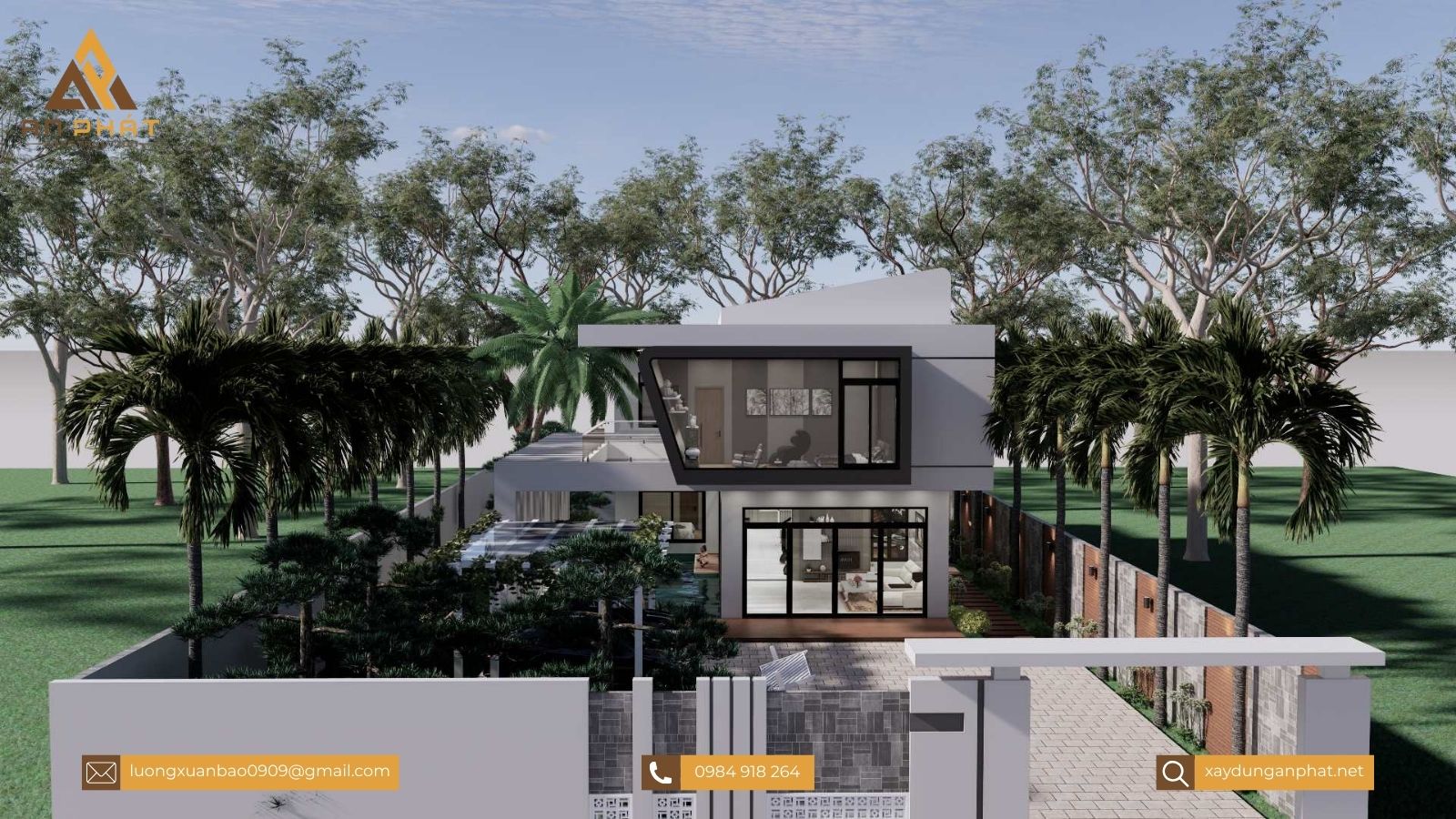 Biệt thự sân vườn 200m², 2 tầng mái bằng