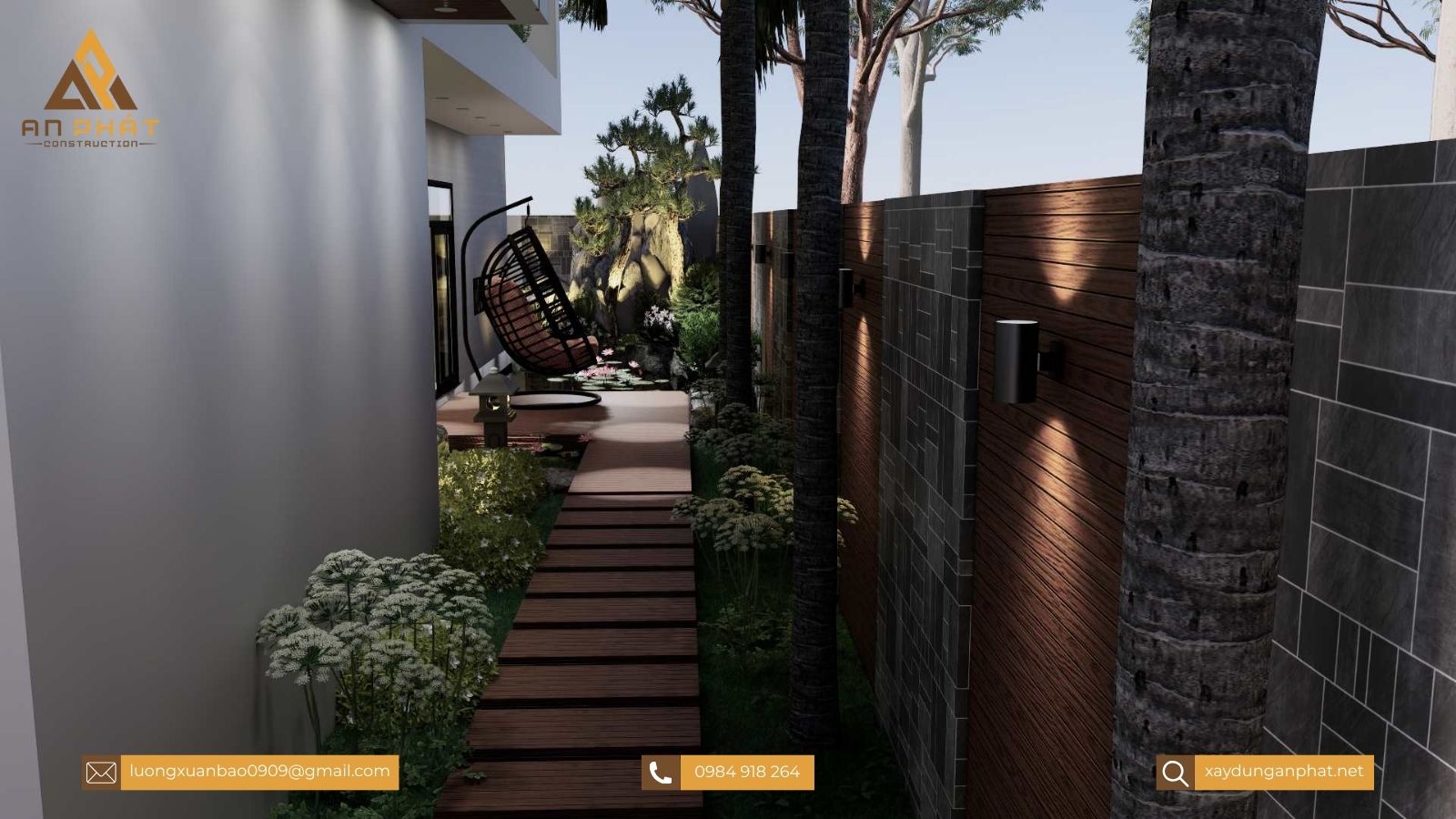 Biệt thự sân vườn 200m², 2 tầng mái bằng