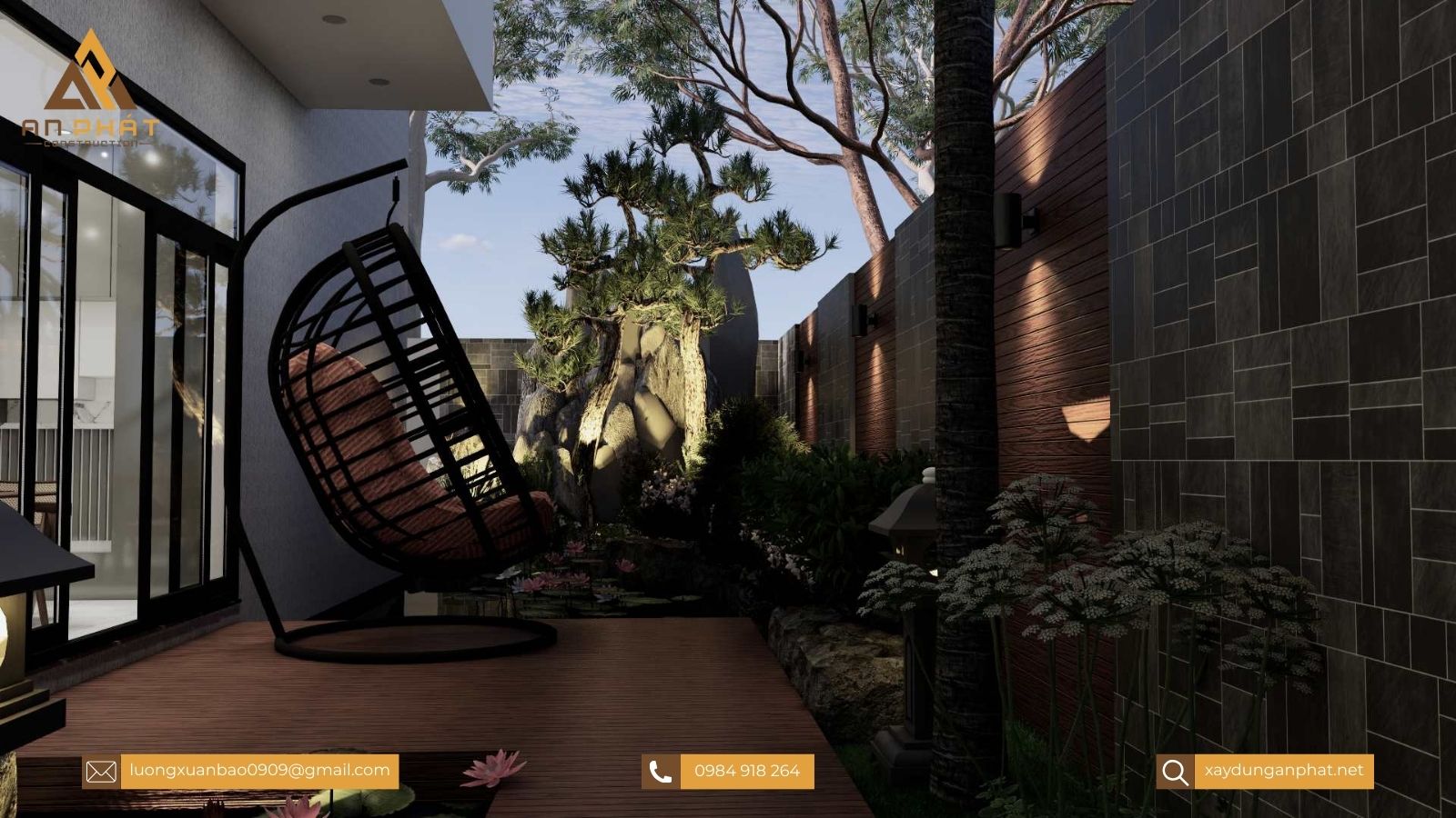 Biệt thự sân vườn 200m², 2 tầng mái bằng