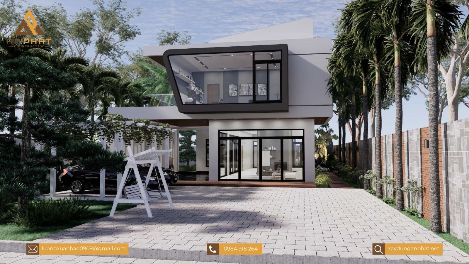 Biệt thự sân vườn 200m², 2 tầng mái bằng