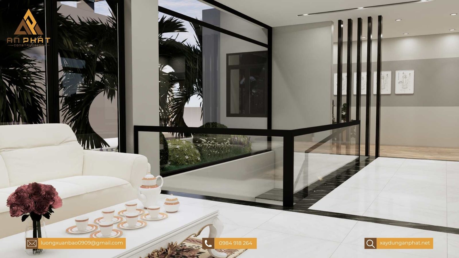 Biệt thự sân vườn 200m², 2 tầng mái bằng