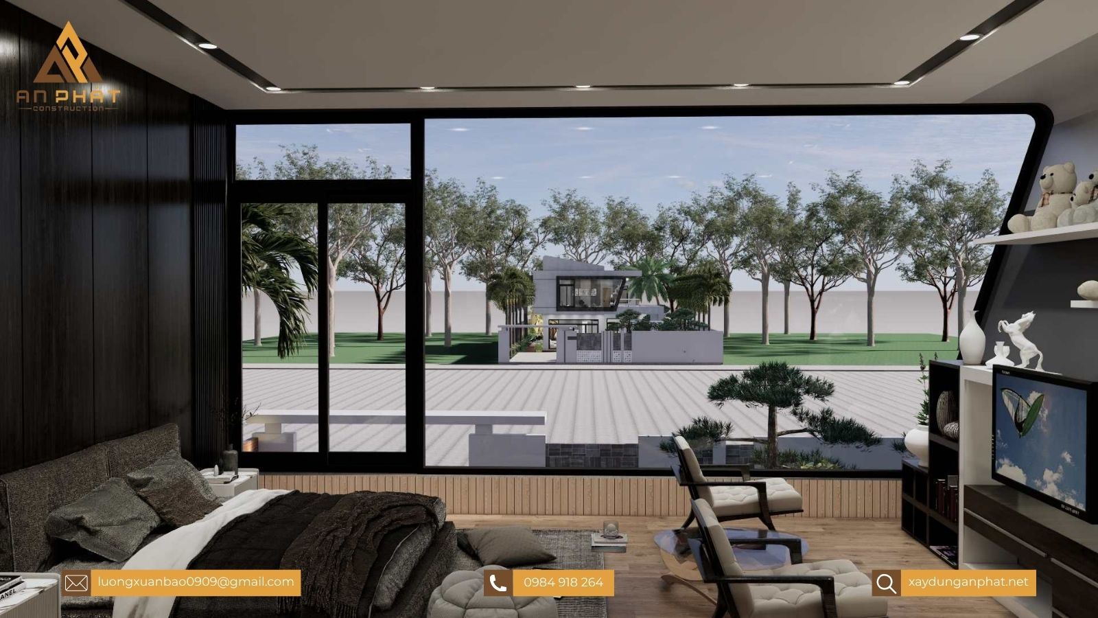 Biệt thự sân vườn 200m², 2 tầng mái bằng