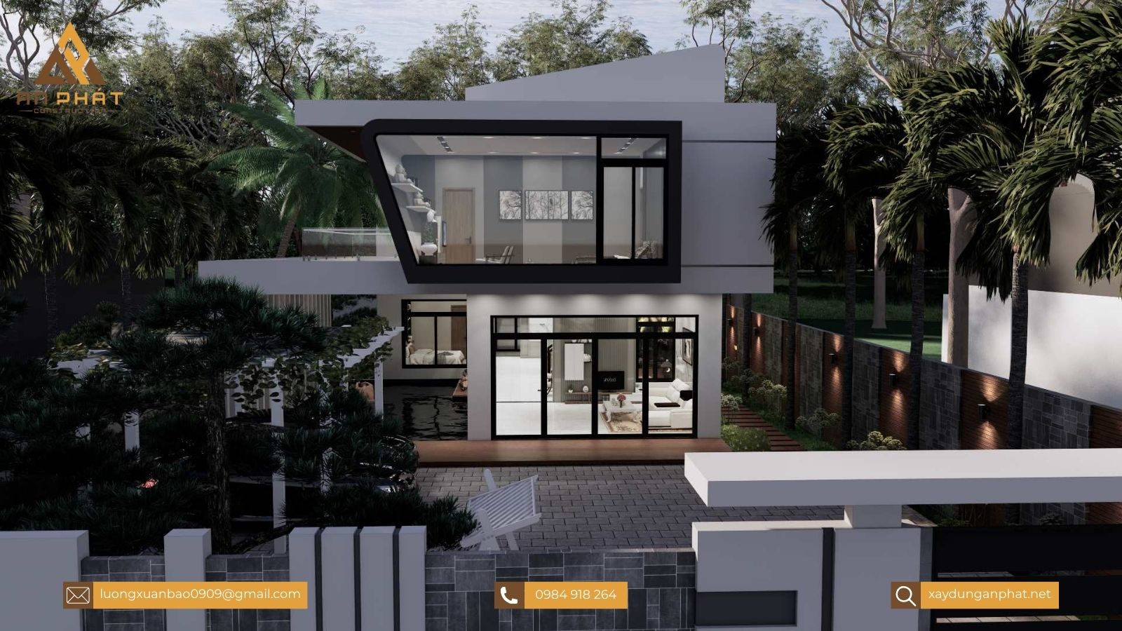 Biệt thự sân vườn 200m², 2 tầng mái bằng