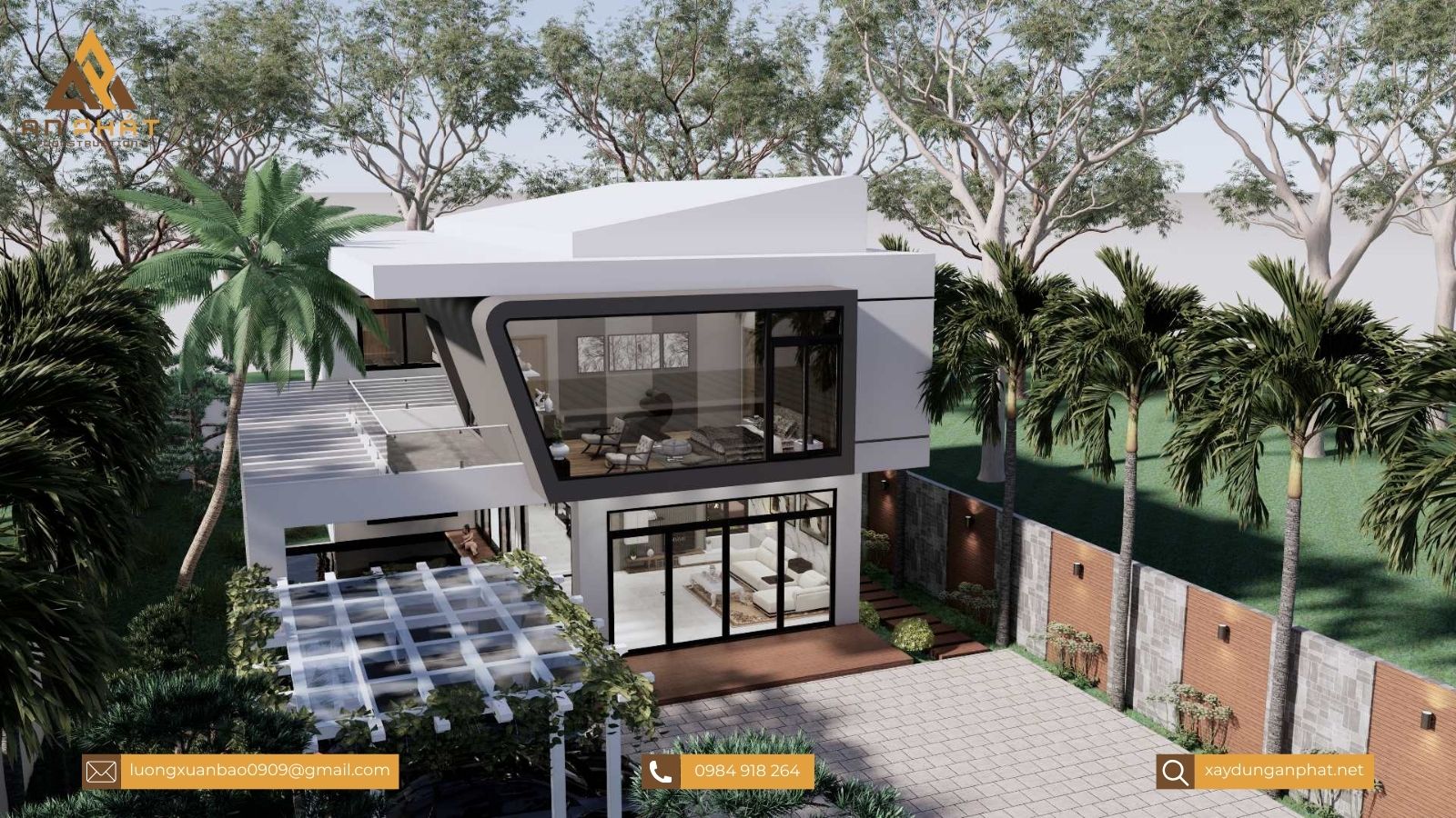 Biệt thự sân vườn 200m², 2 tầng mái bằng