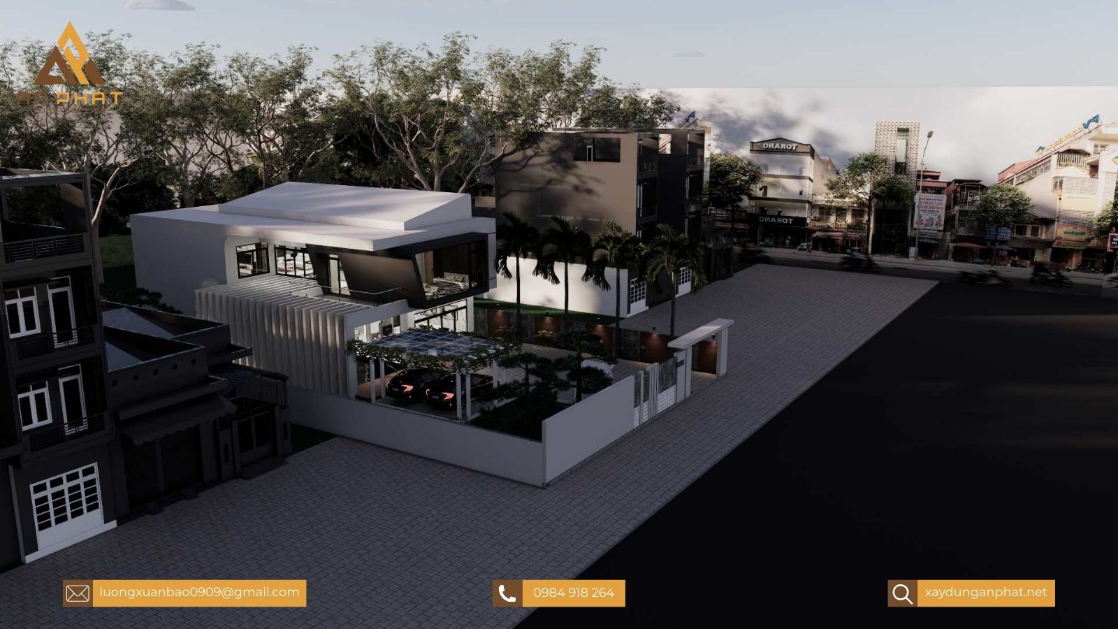 Biệt thự sân vườn 200m², 2 tầng mái bằng